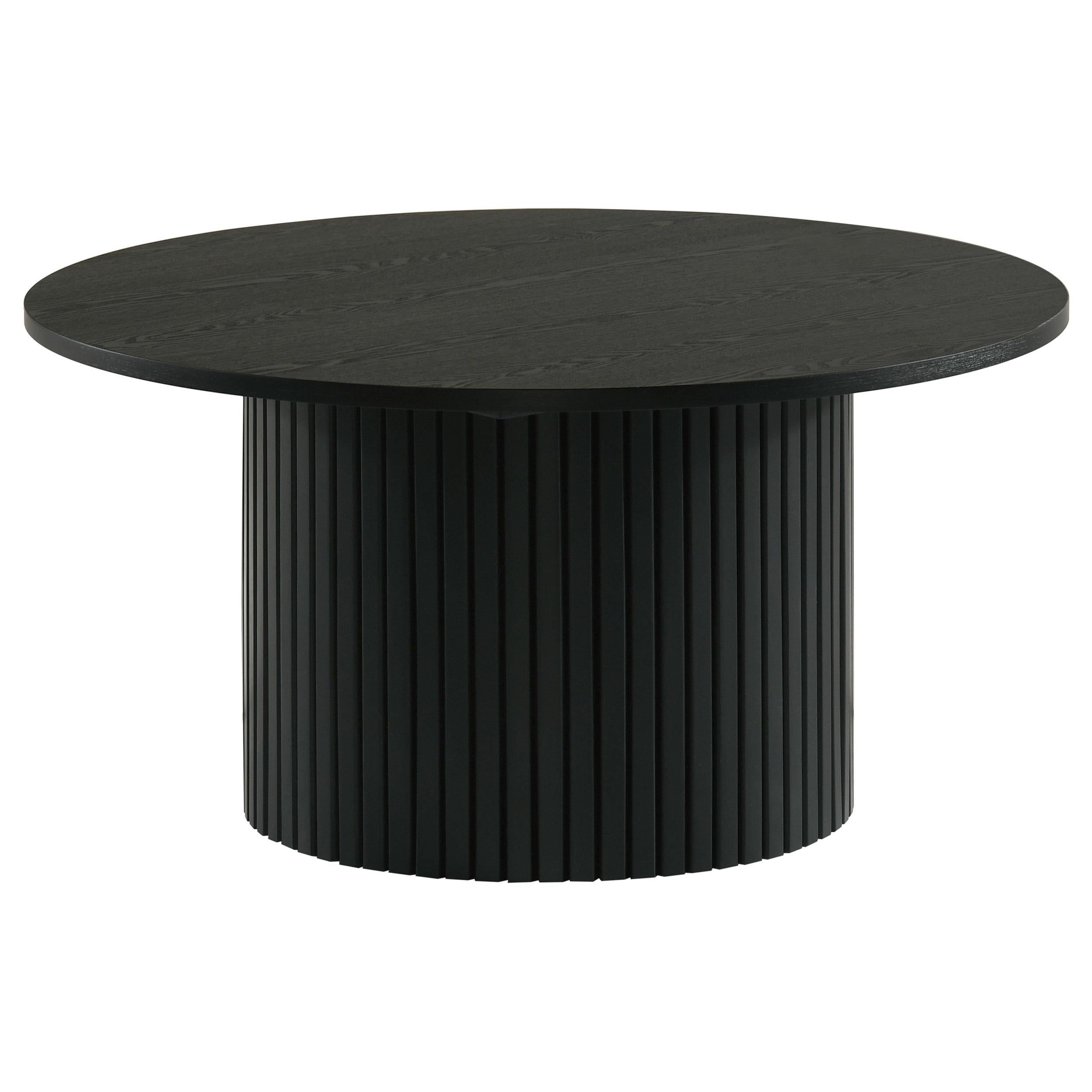 Hamlyn Round Fluted Occasional Cocktail Coffee Table Black-