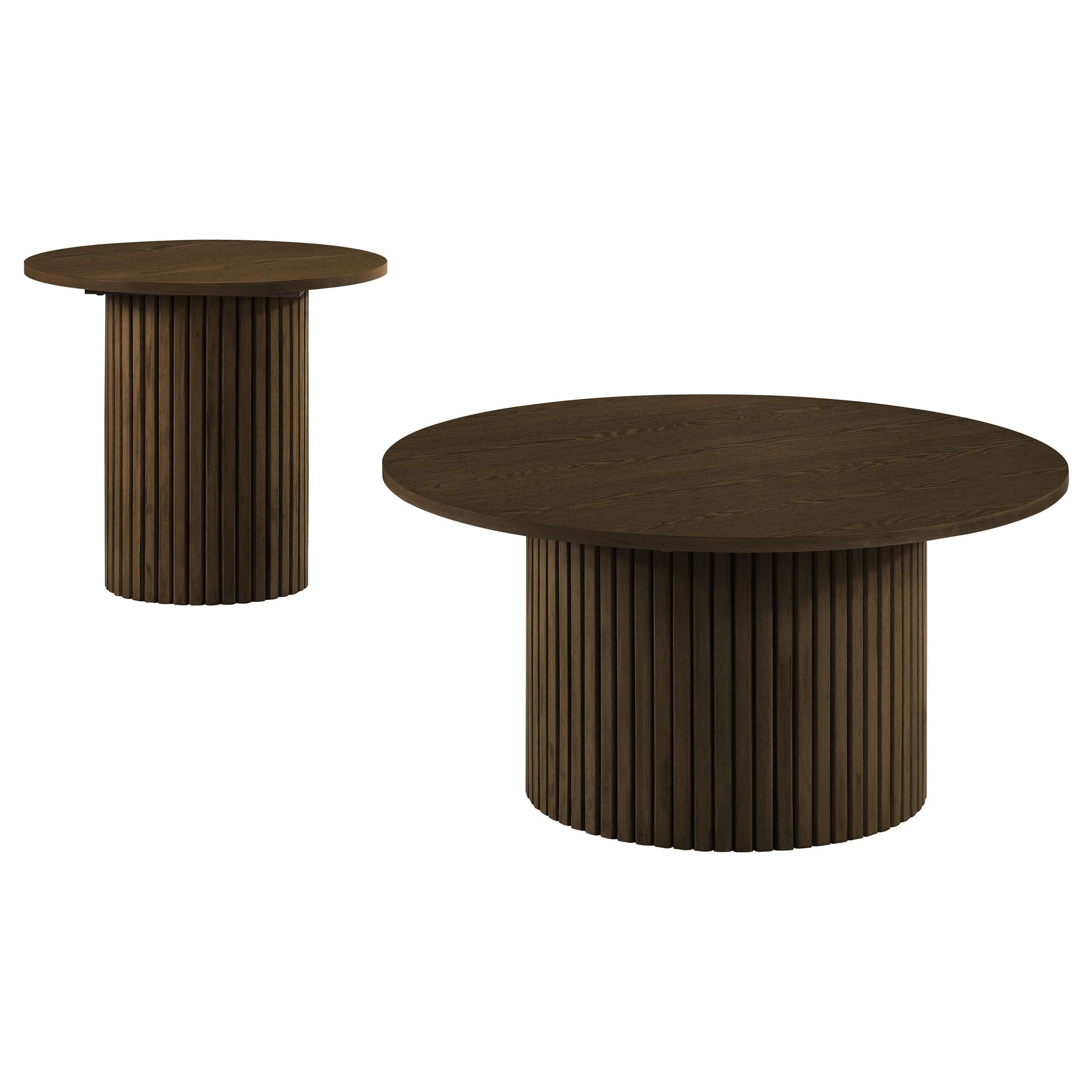 Hamlyn Round Fluted Occasional Side End Table Walnut-