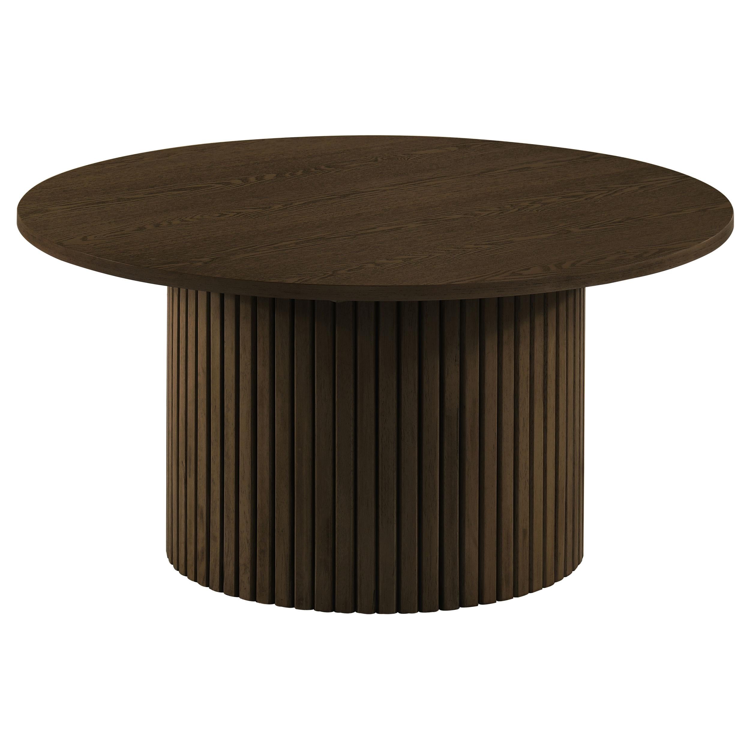 Hamlyn Round Fluted Occasional Cocktail Coffee Table Walnut-