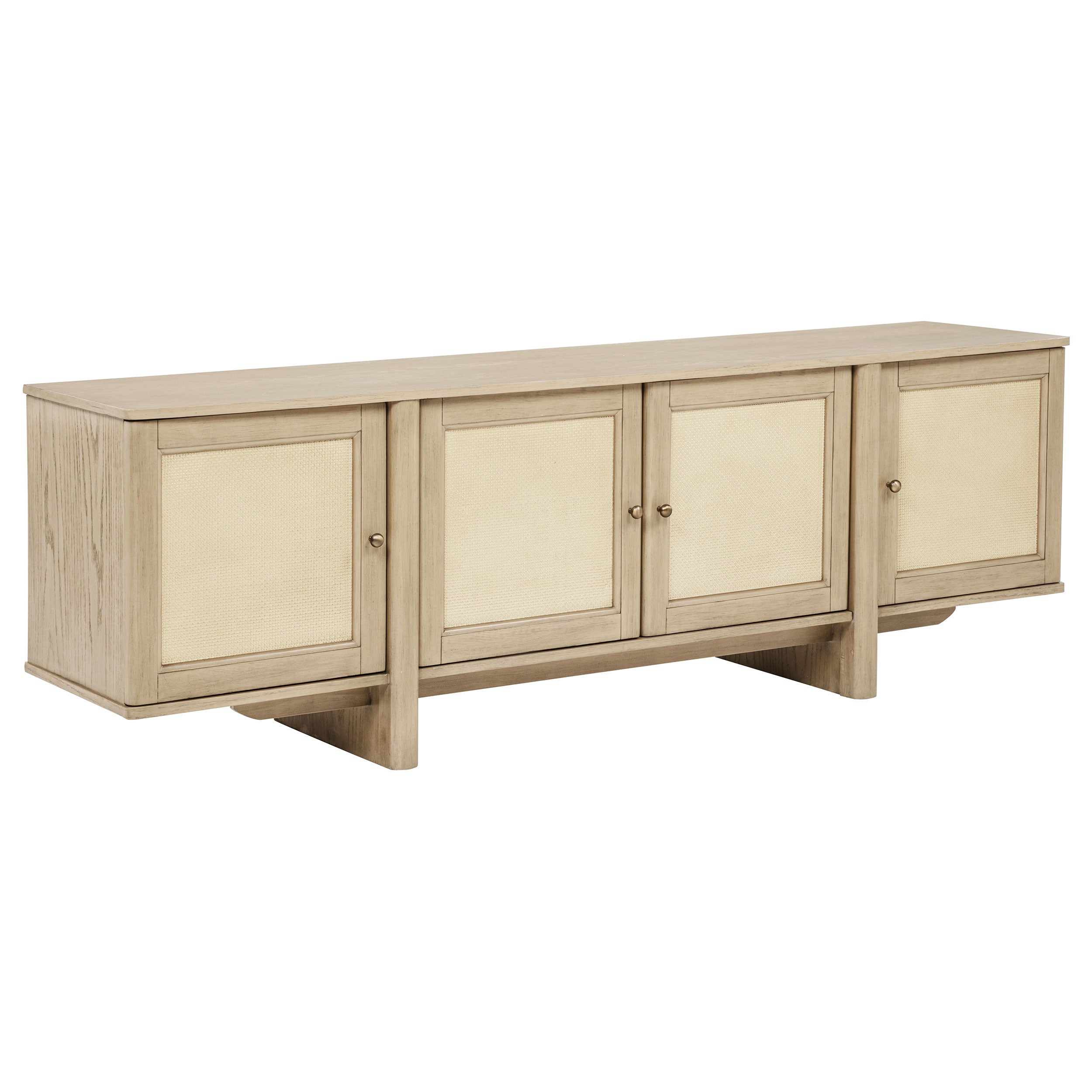 Kailani 79-inch 4-door Cane TV Stand Media Console Beige Oak-