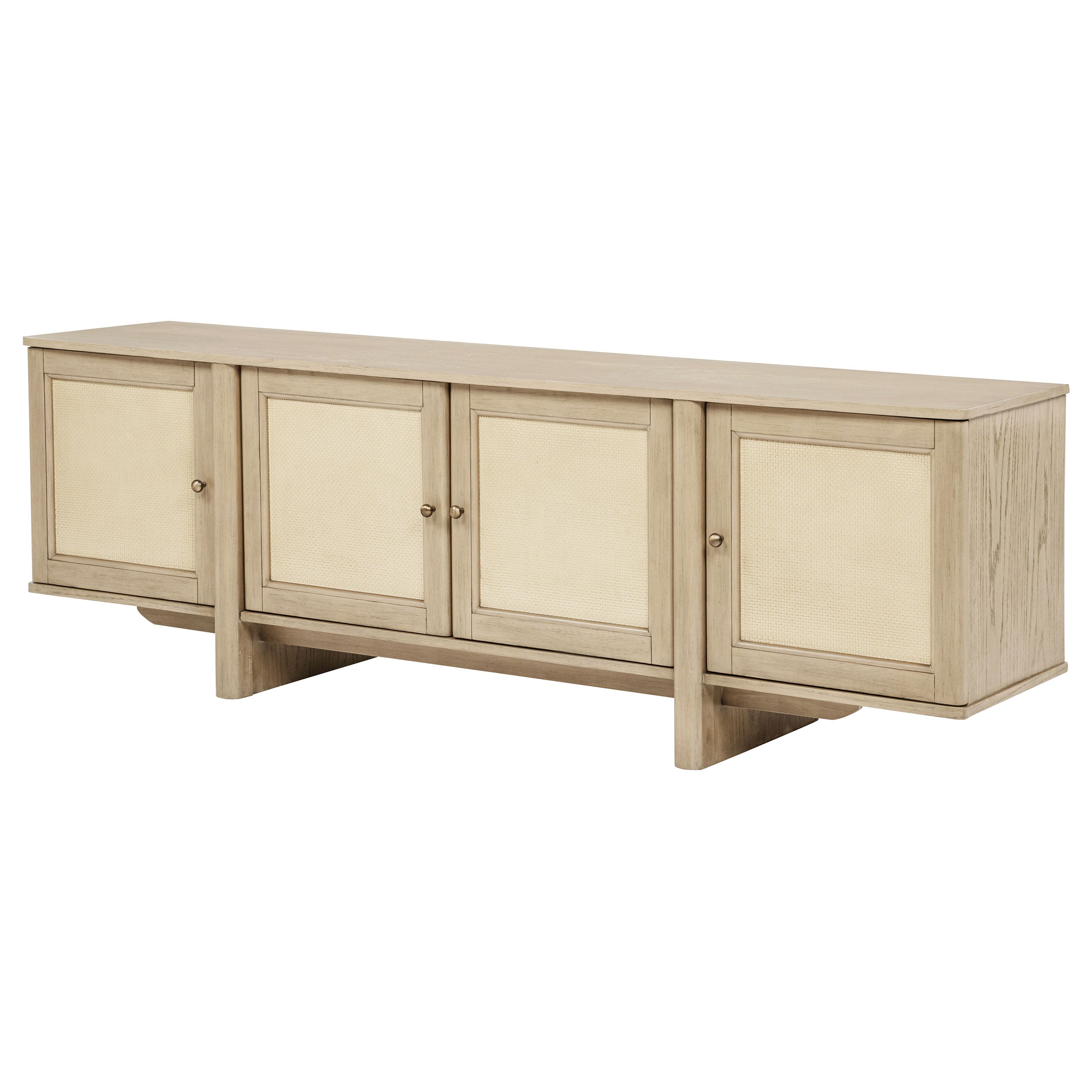 Kailani 79-inch 4-door Cane TV Stand Media Console Beige Oak-