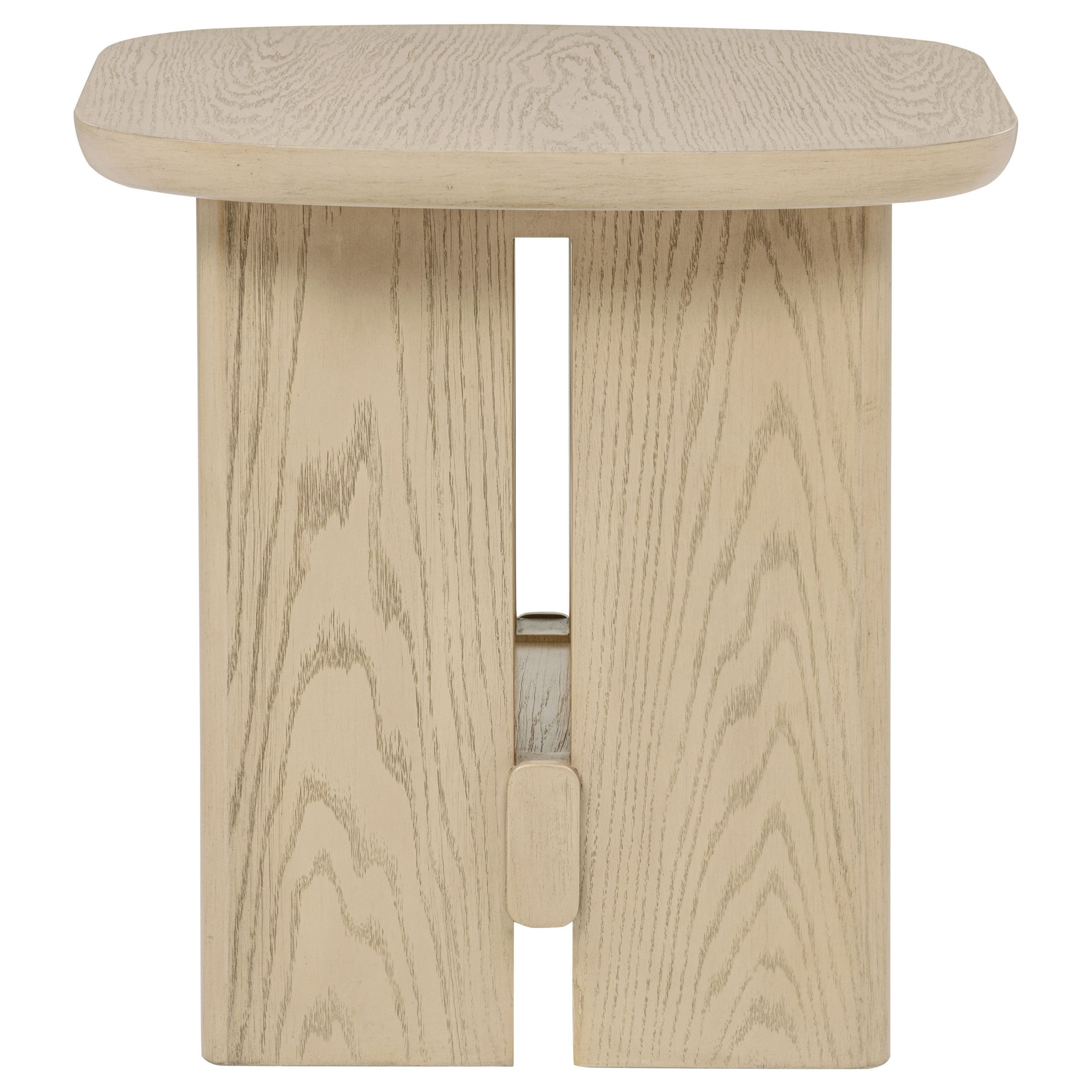 Kailani Coastal Square End Side Table with Shelf Beige Oak-