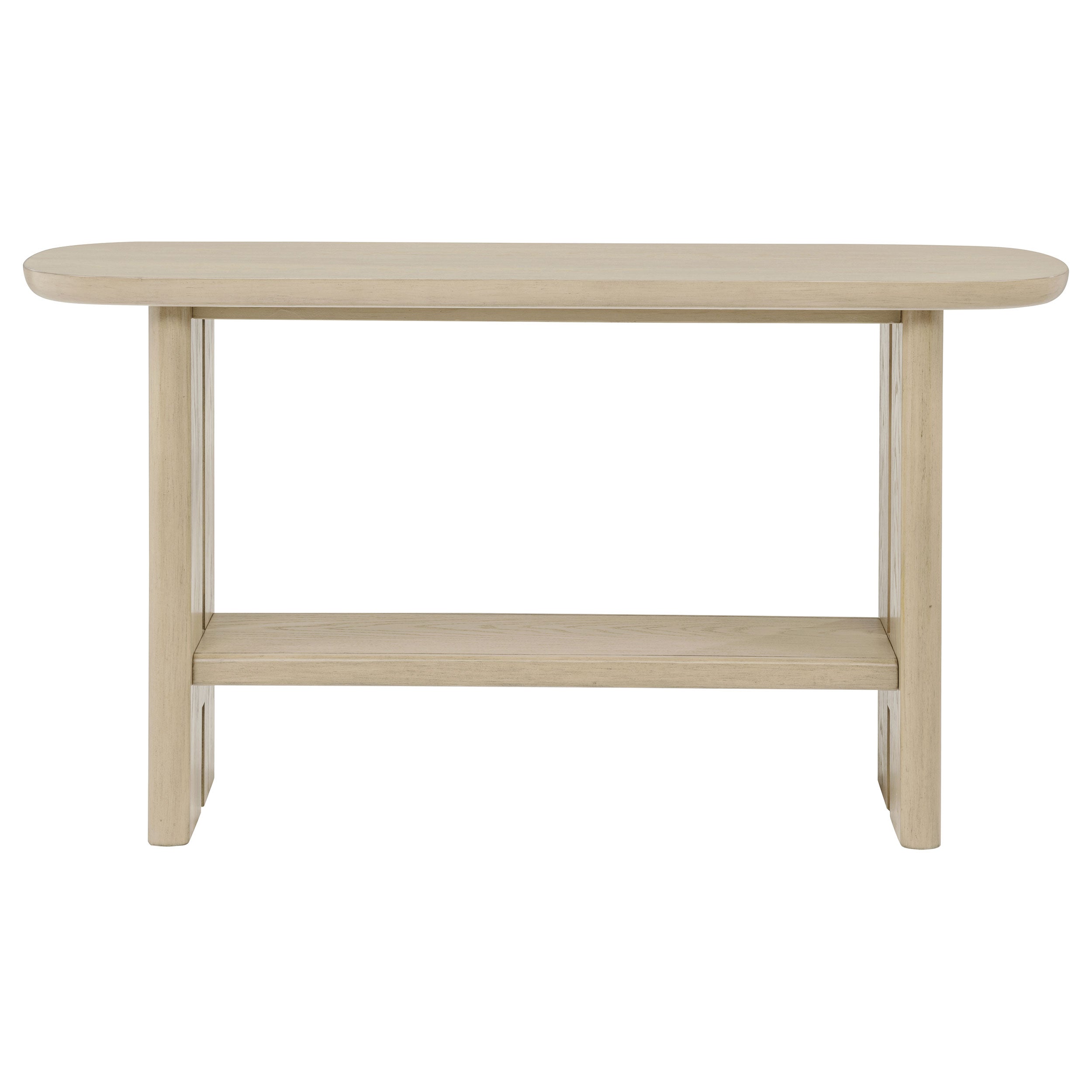Kailani Coastal Sofa Console Table with Shelf Beige Oak-