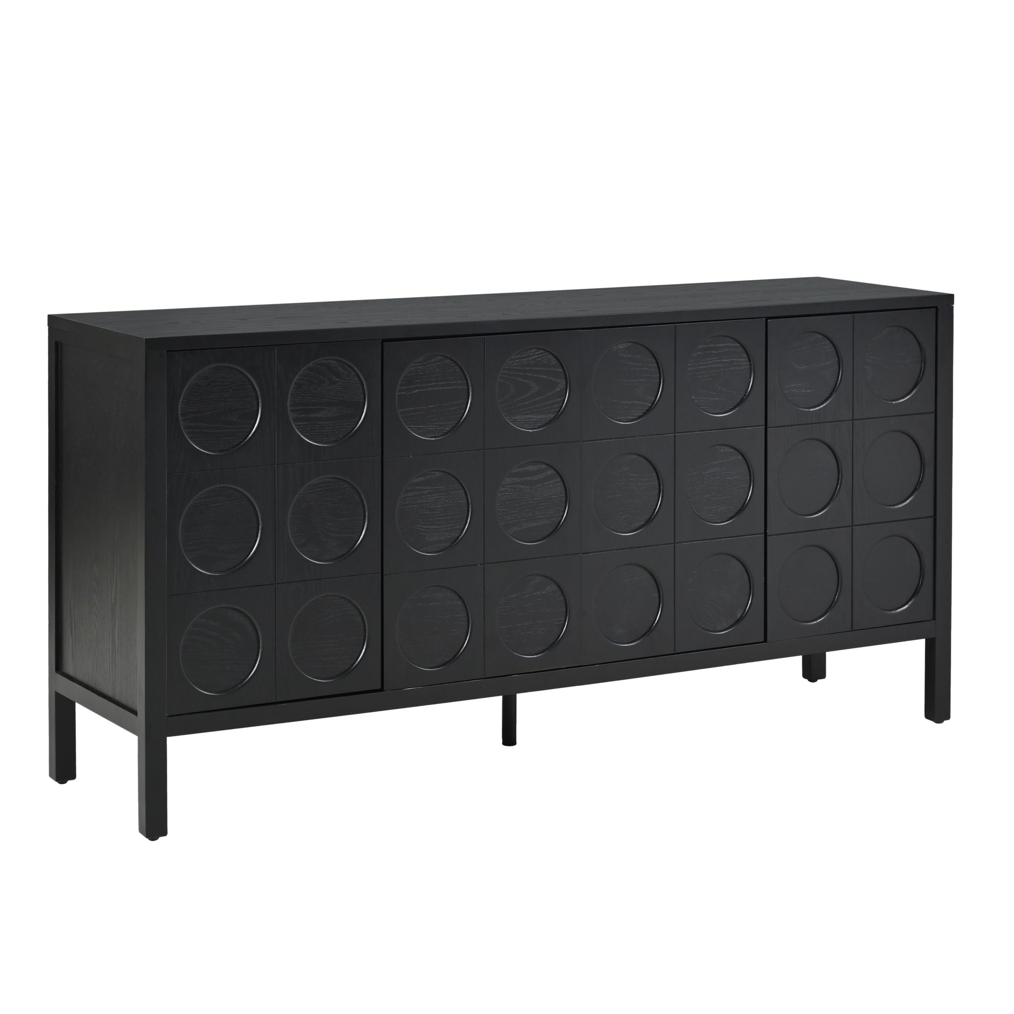 Stylish Storage Cabinet Sideboard With Unique Geometric Circle Door Design - Black - Best Buy Furniture