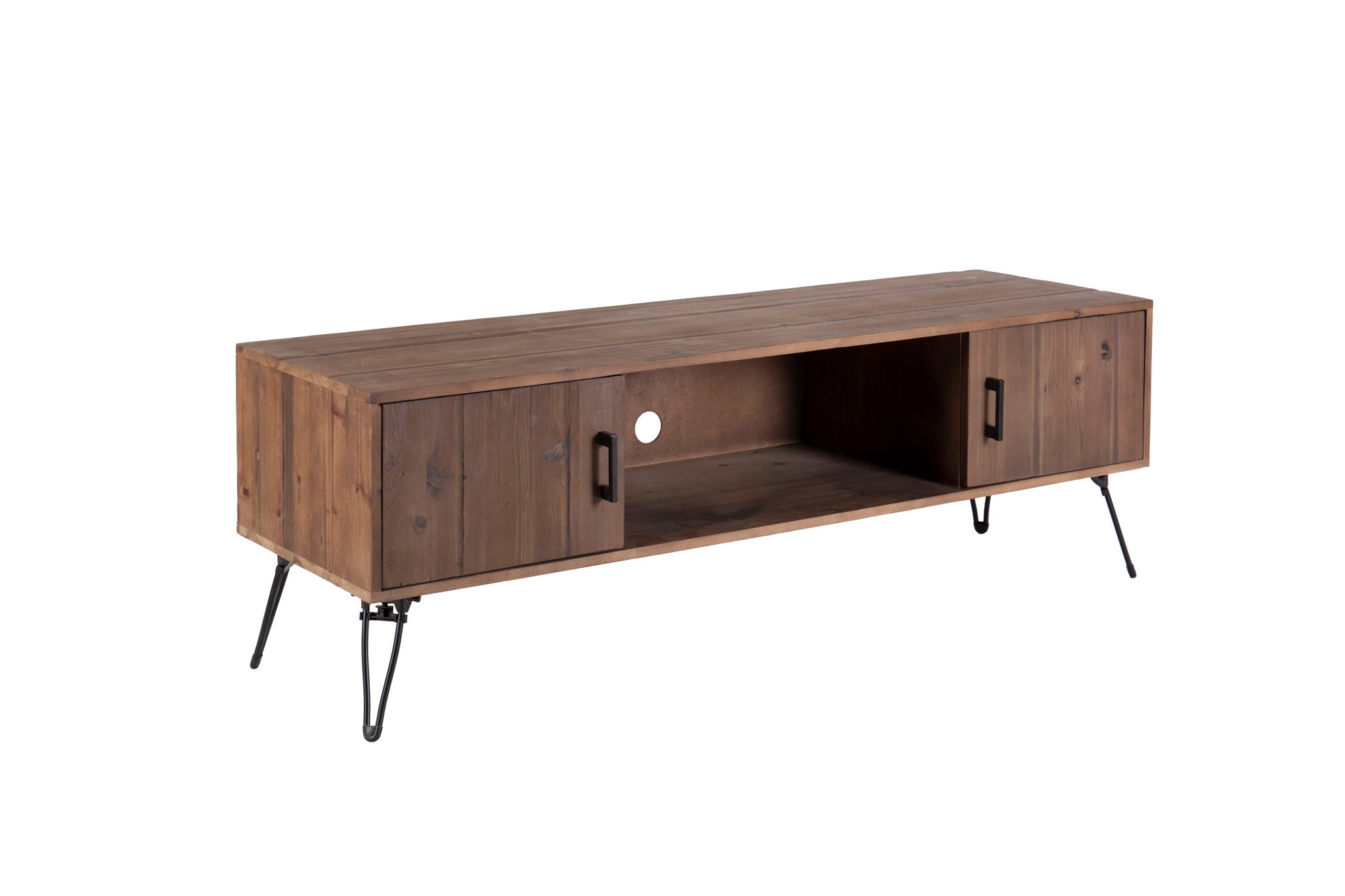 Industrial Style Reclaimed Wood Media TV Stand With Storage Cabinet For Living Media Room - Natural - Best Buy Furniture