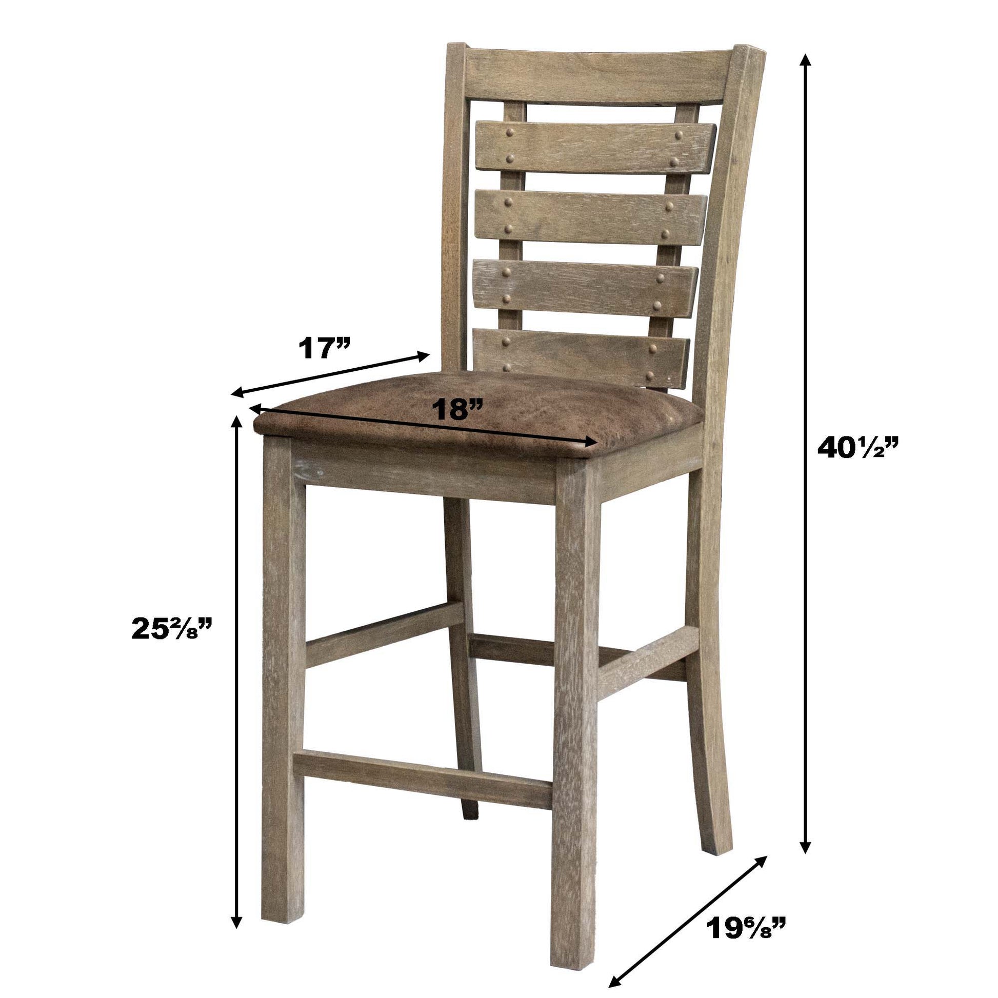 Dining Counter Height Chairs Modern Farmhouse Rustic Look Distressed Design Ladderback Solid Wood (Set of 2) - Grayish Brown - Best Buy Furniture