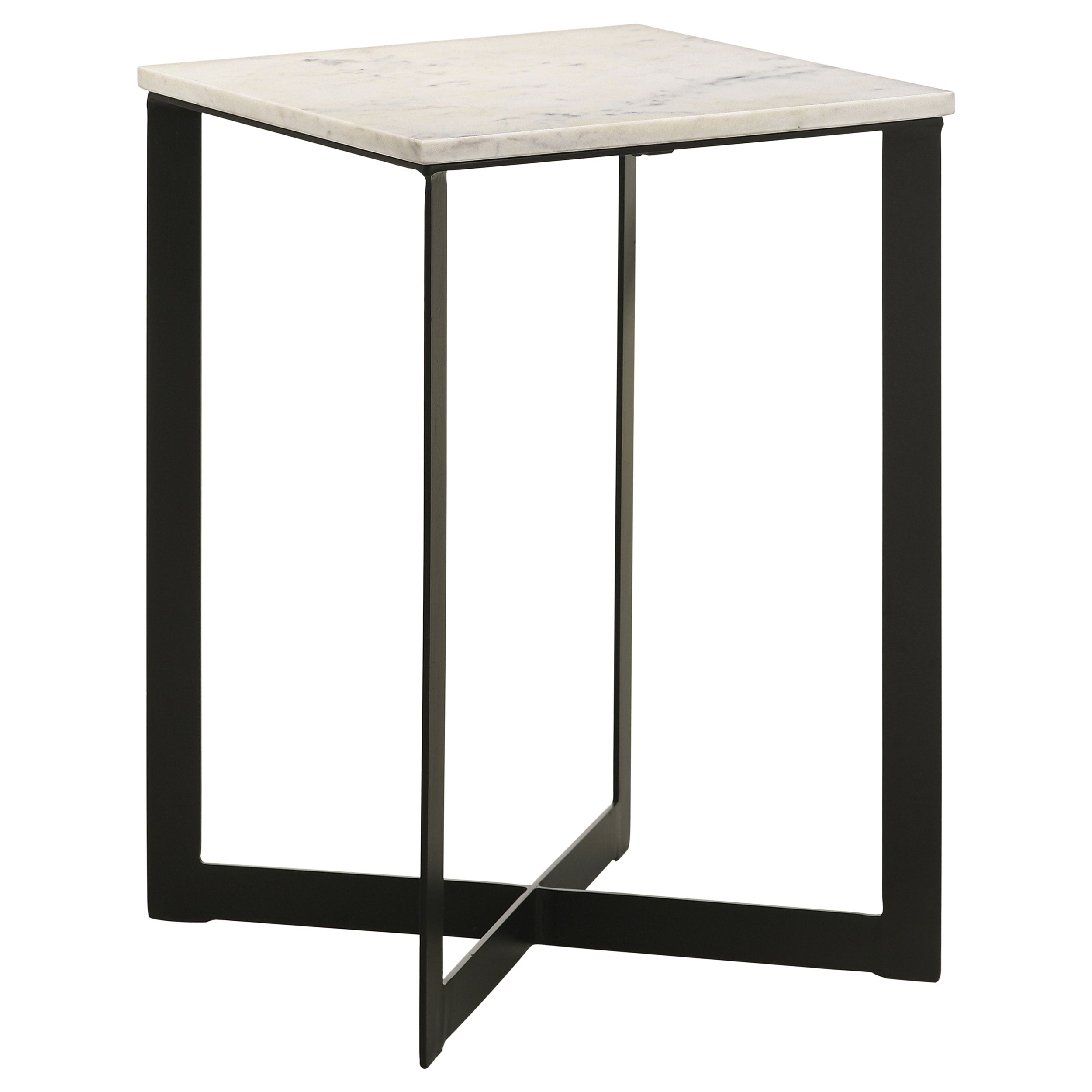 Tobin Square Marble Top End Table White and Black-