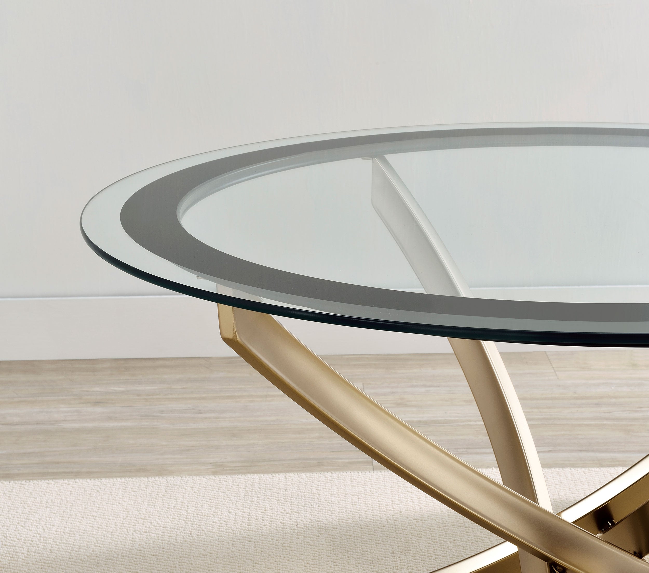 Brooke Round Glass Top Side End Table Metal Base Brass-
