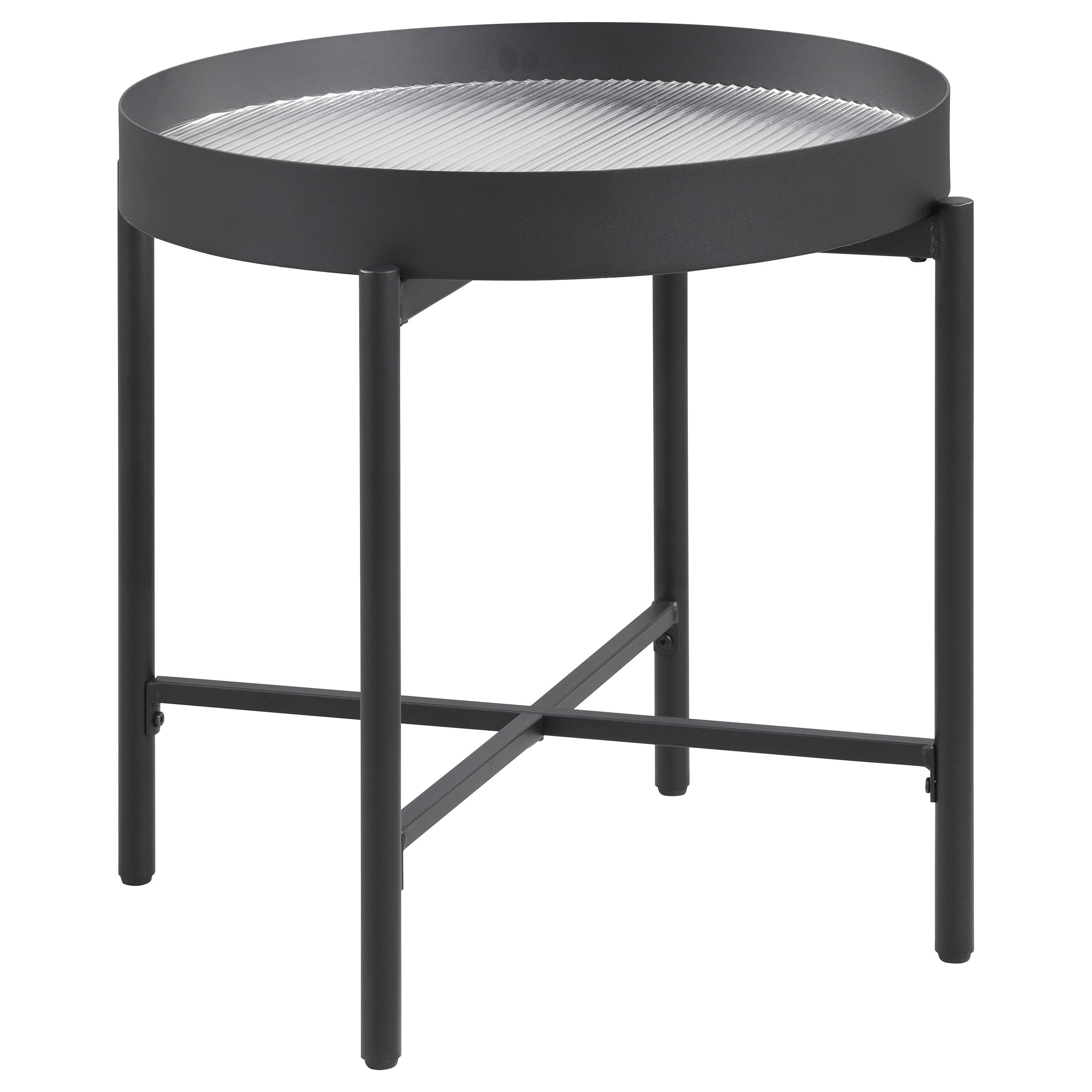 Ozella Round End Side Table with Recessed Top Sandy Black-