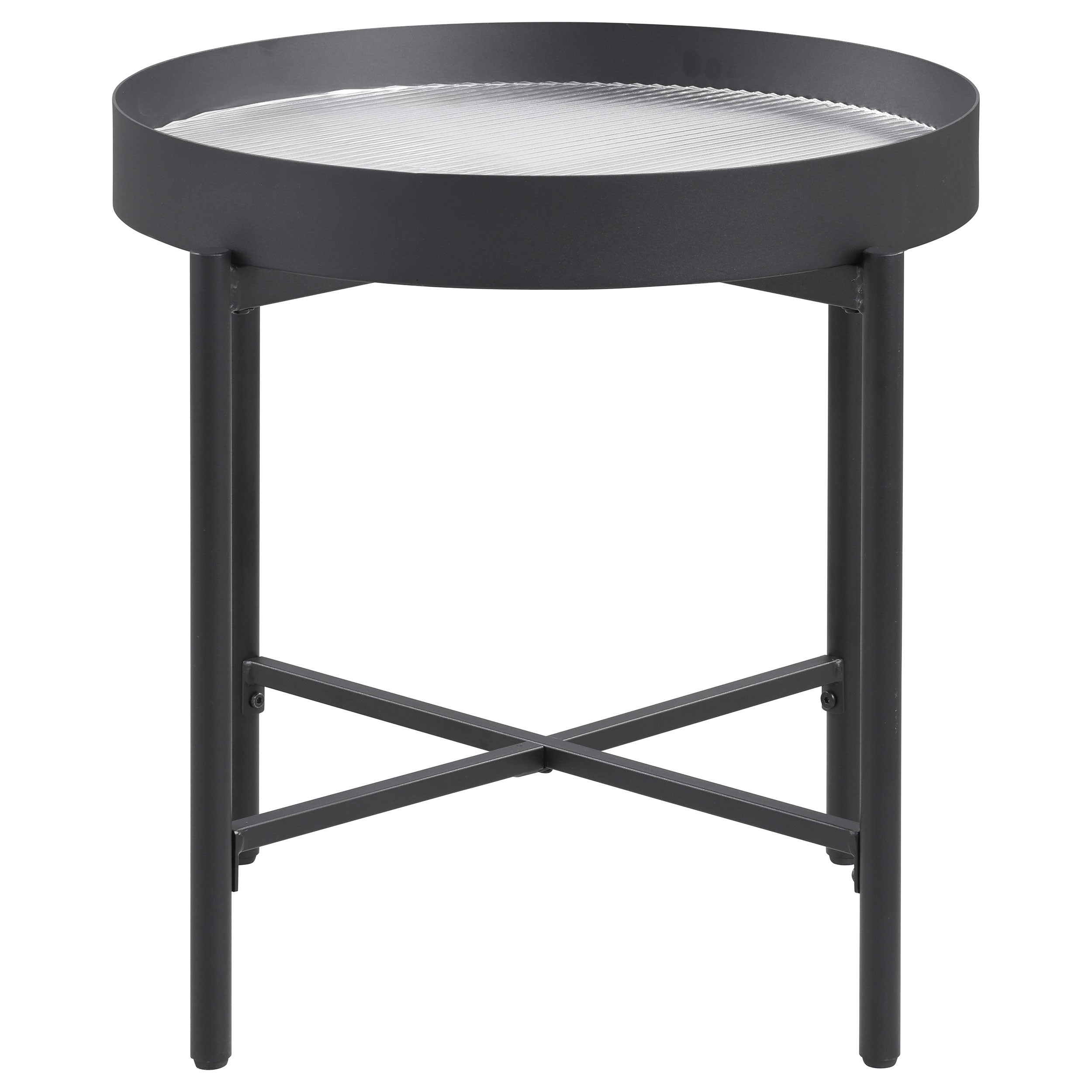 Ozella Round End Side Table with Recessed Top Sandy Black-