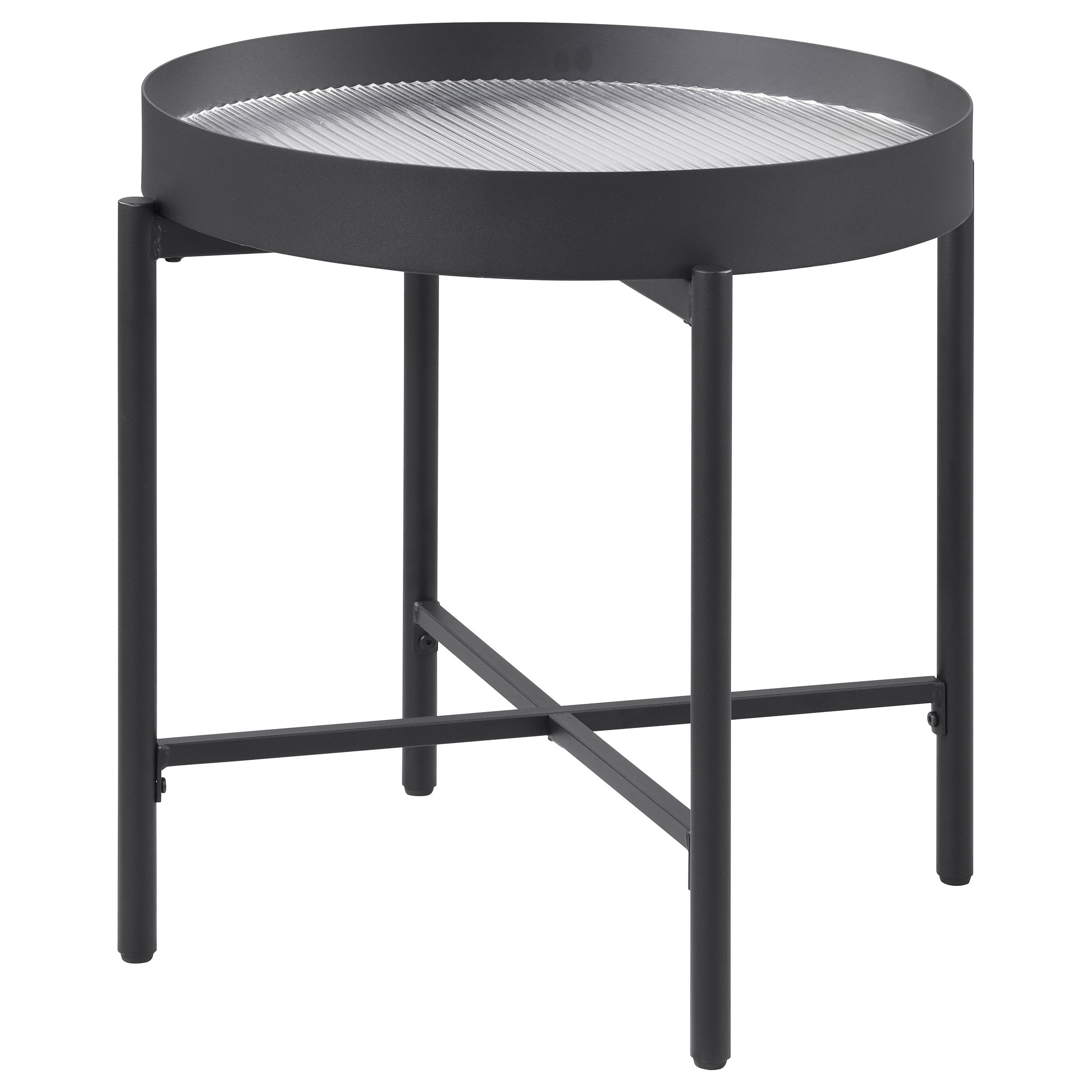 Ozella Round End Side Table with Recessed Top Sandy Black-