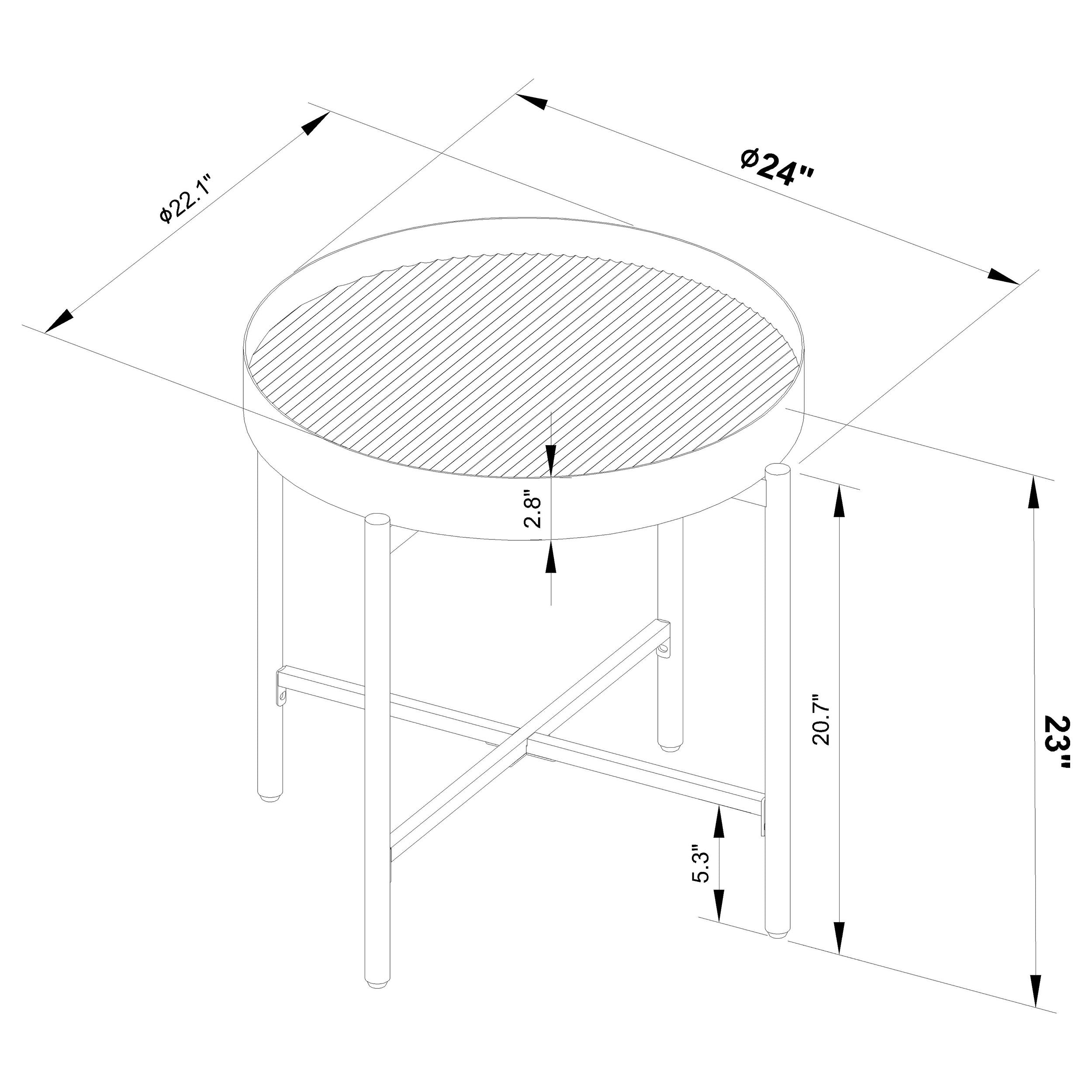 Ozella Round End Side Table with Recessed Top Sandy Black-