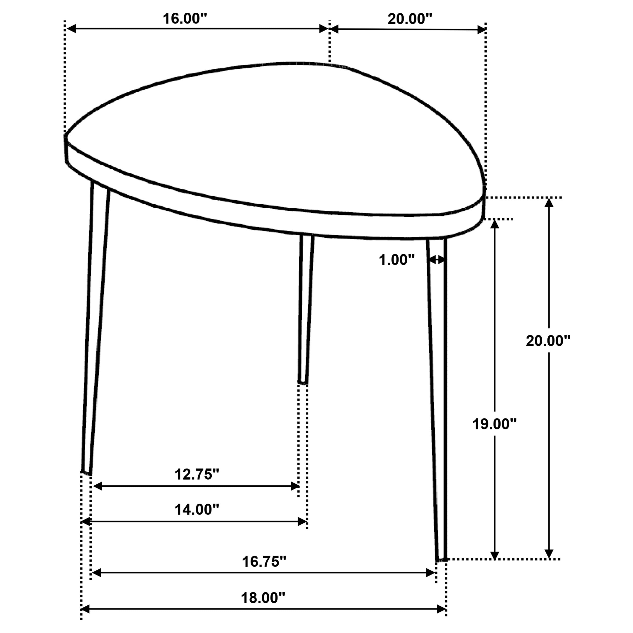 Odessa Triangular Solid Wood End Table Black-