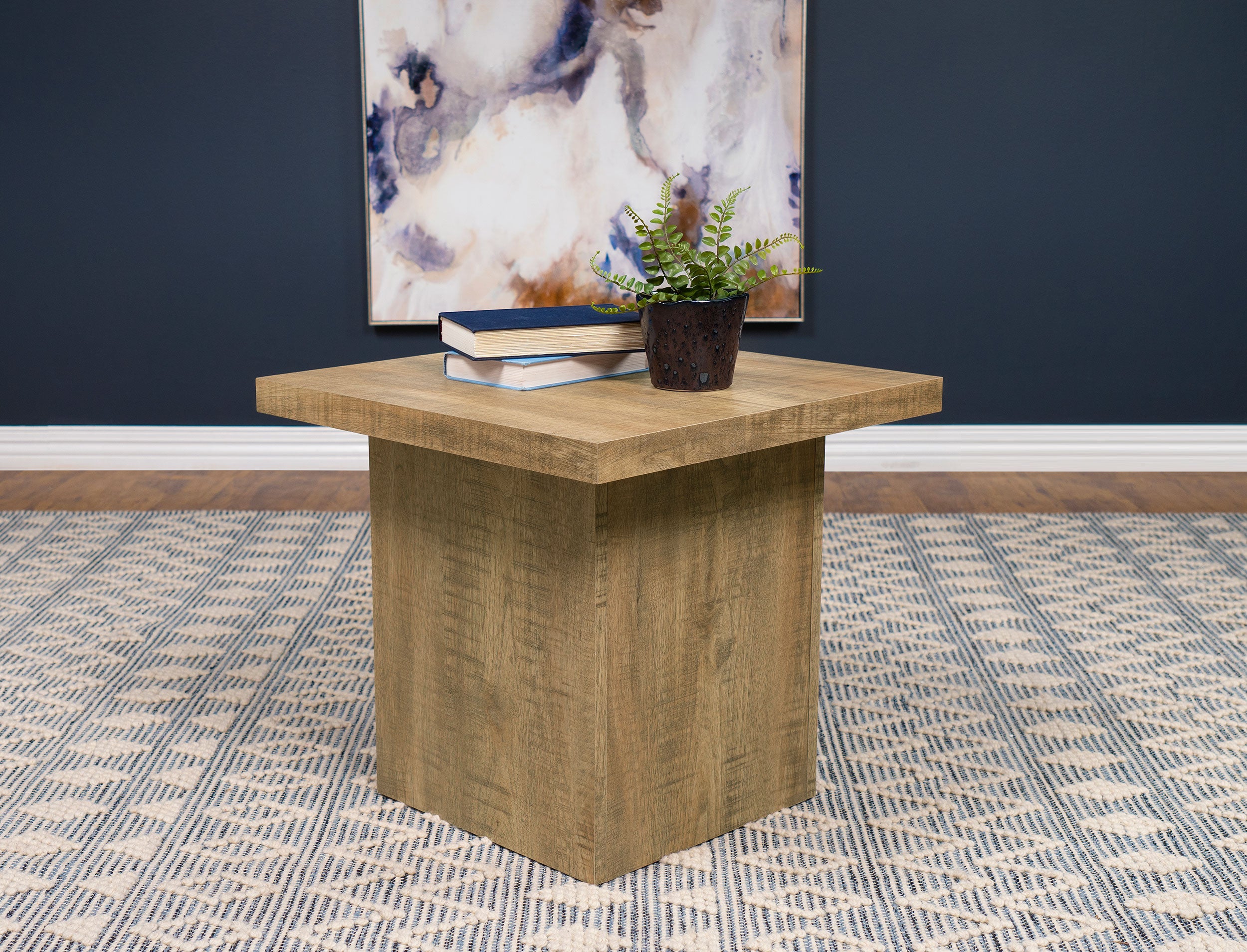 Devar Square Engineered Wood End Table Mango Brown-