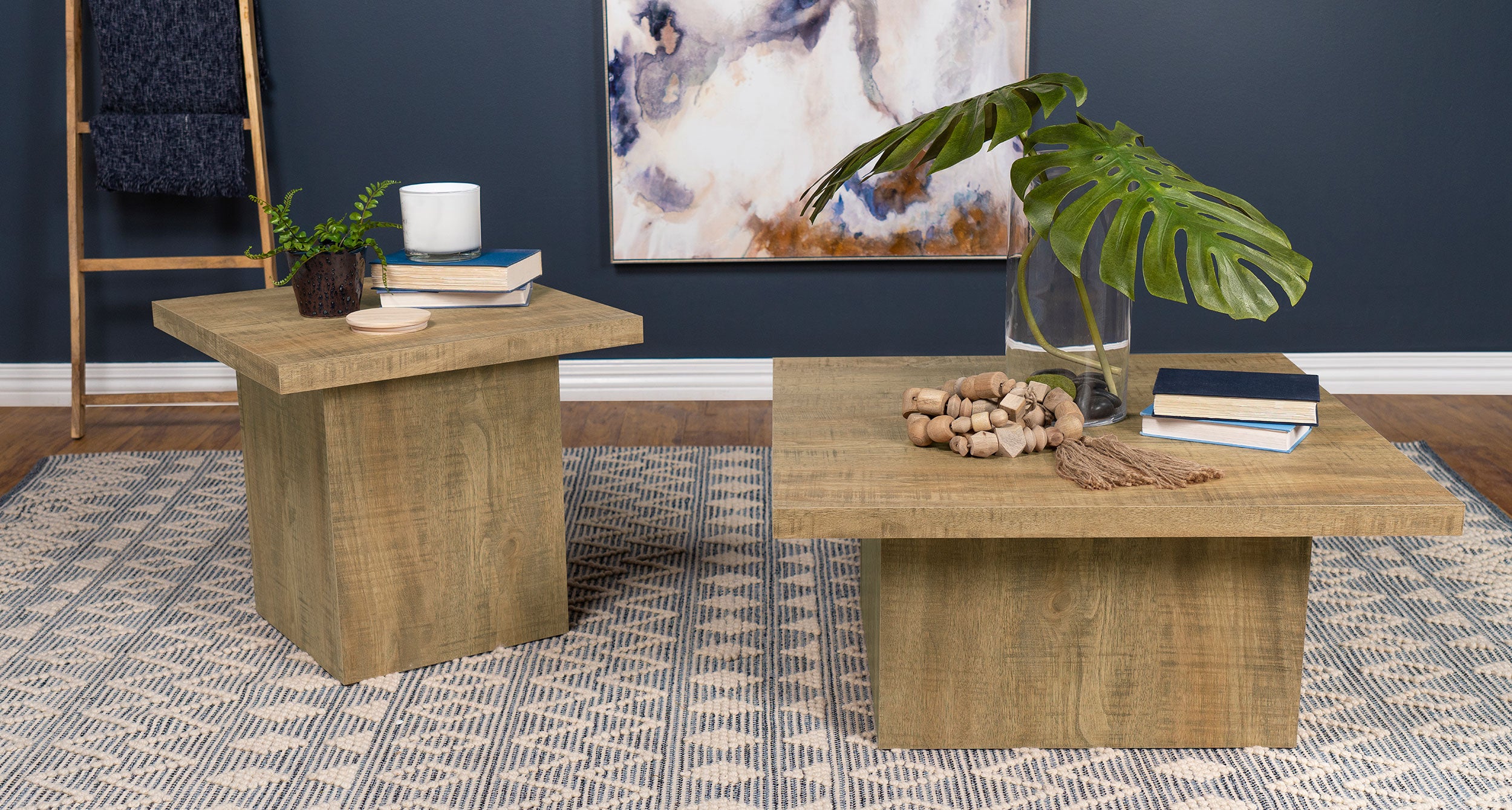 Devar Square Engineered Wood End Table Mango Brown-
