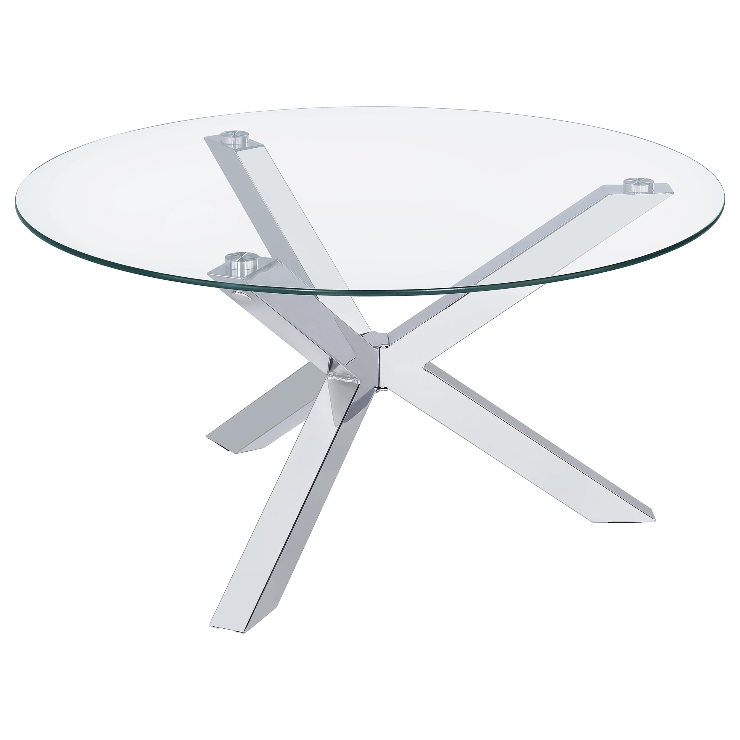 Kenzie Round Tempered Glass Top Cocktail Coffee Table Chrome-