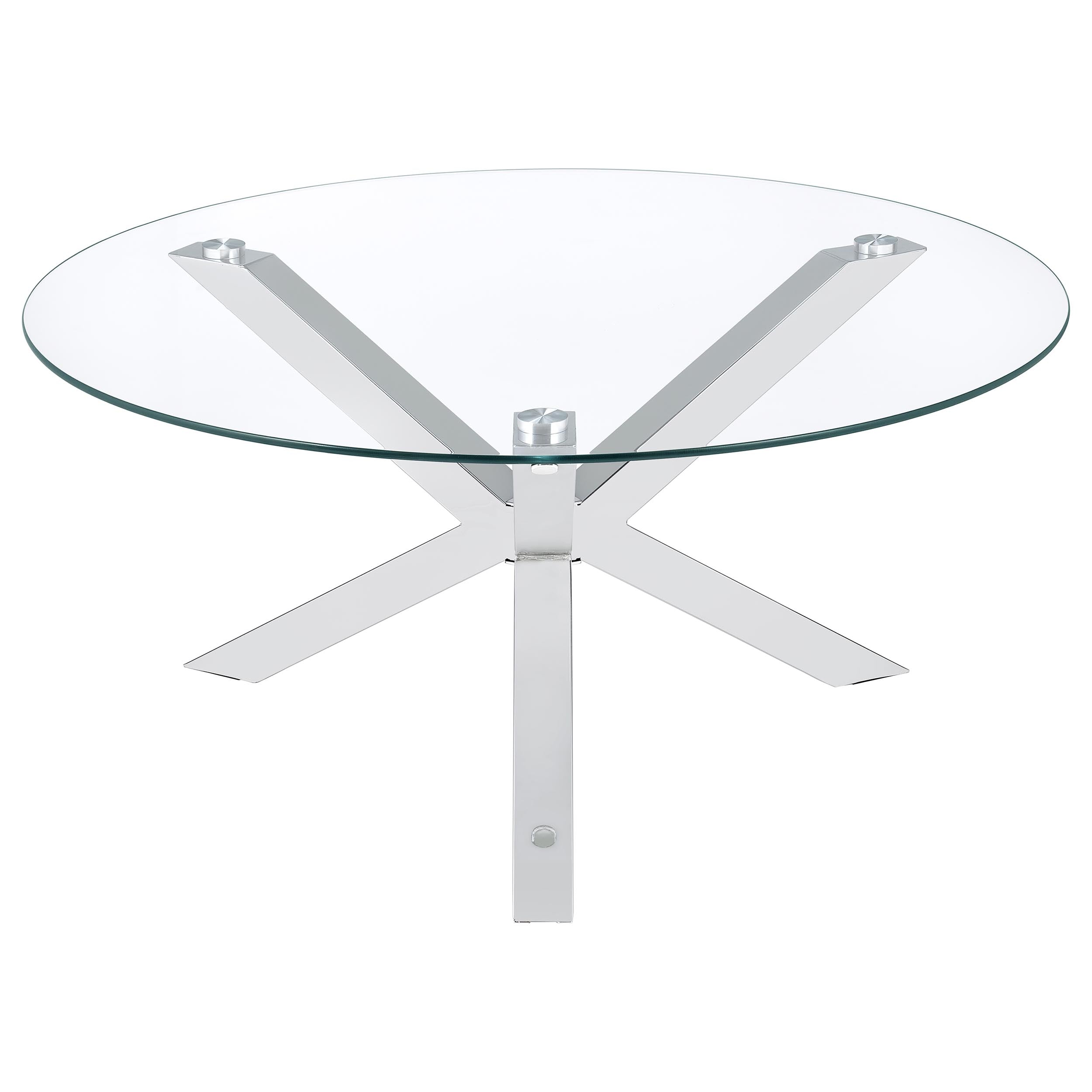 Kenzie Round Tempered Glass Top Cocktail Coffee Table Chrome-