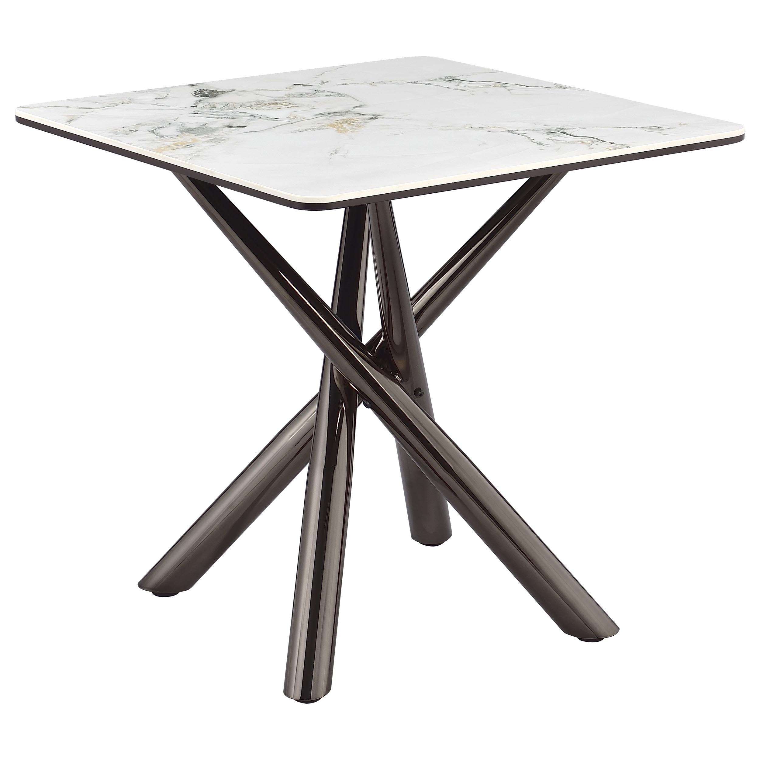 Carvell Square Sintered Stone End Side Table Mirage White-
