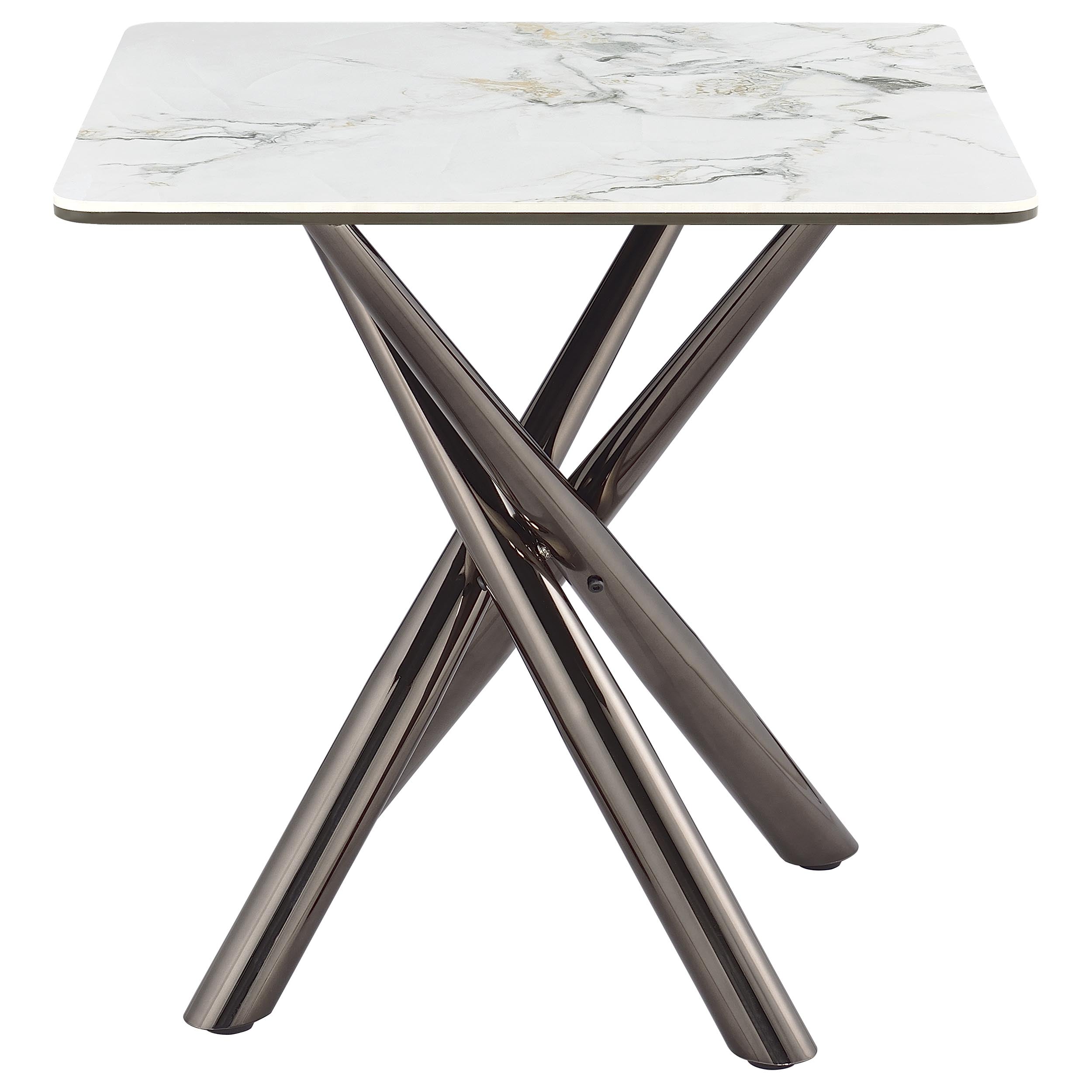 Carvell Square Sintered Stone End Side Table Mirage White-