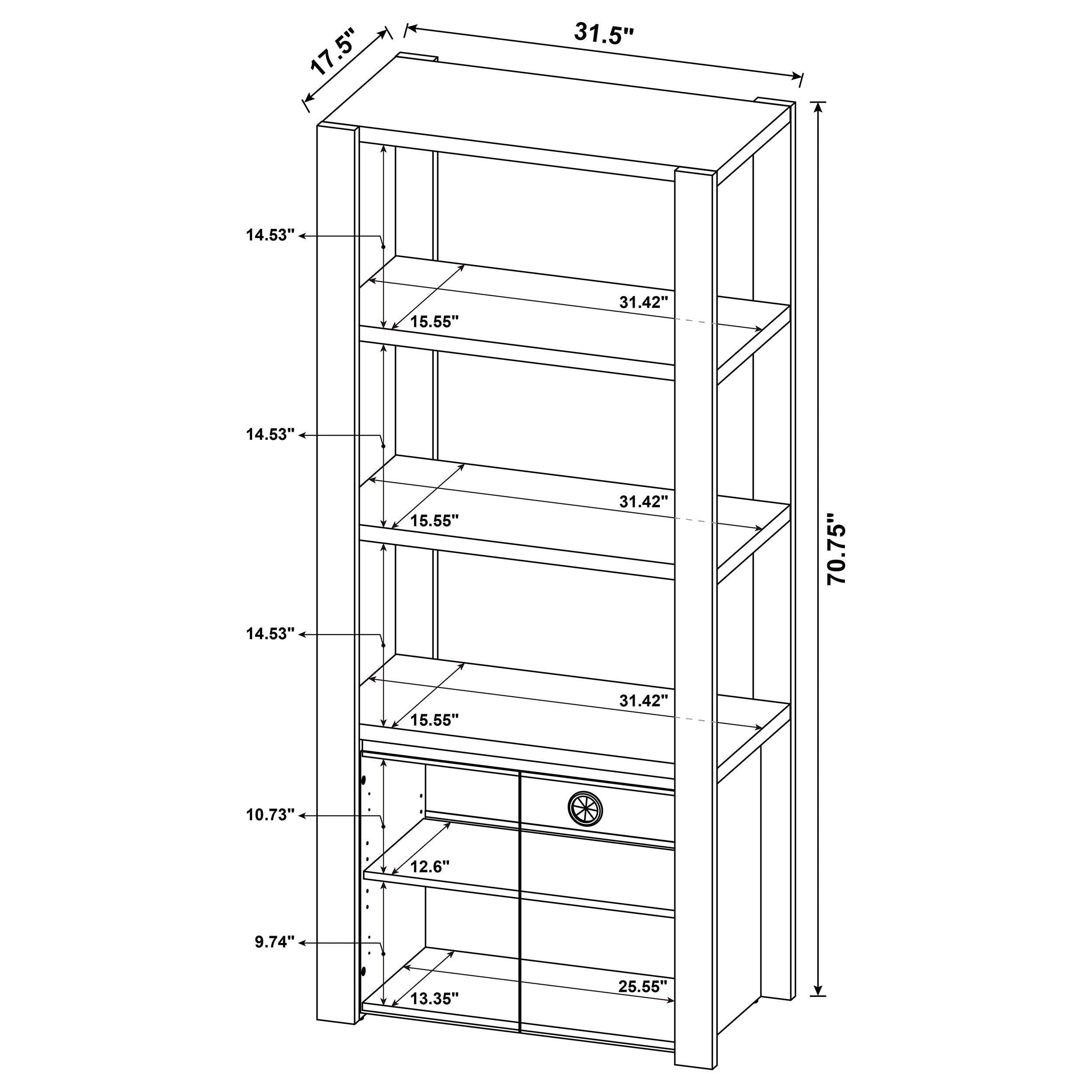 Laurelton 3-shelf Media Tower Tall Pier Cabinet Light Oak-