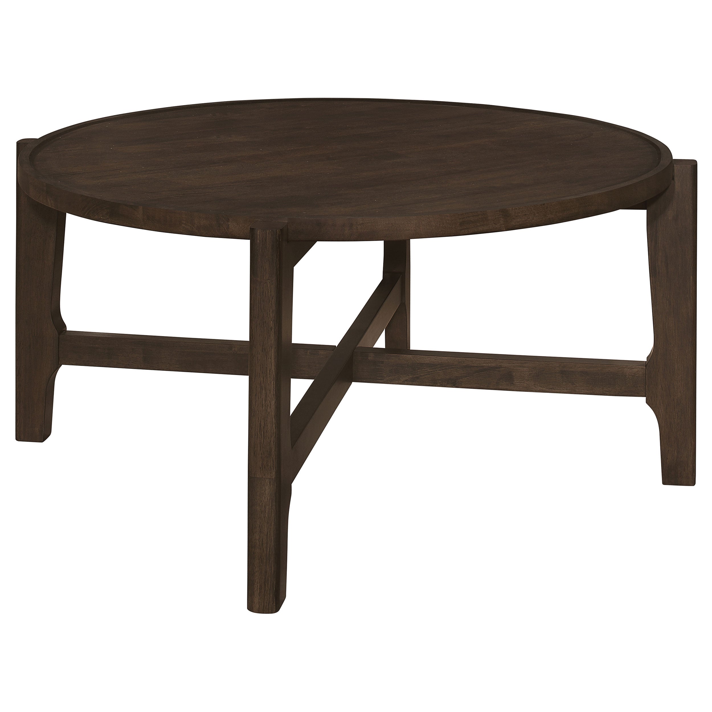 Cota Round Solid Wood Coffee Table Dark Brown-