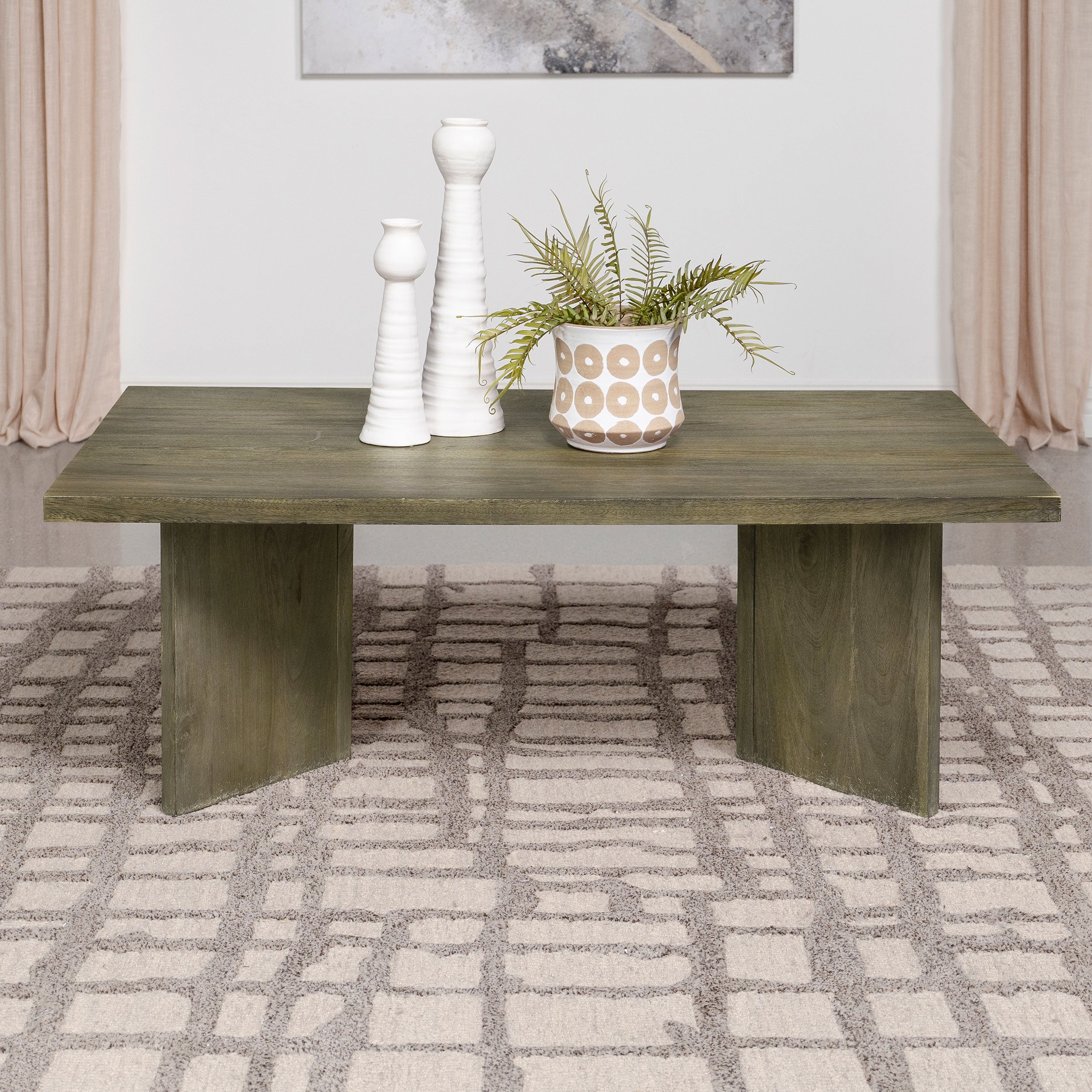Andando Rectangular Solid Wood Coffee Table Mango Brown-
