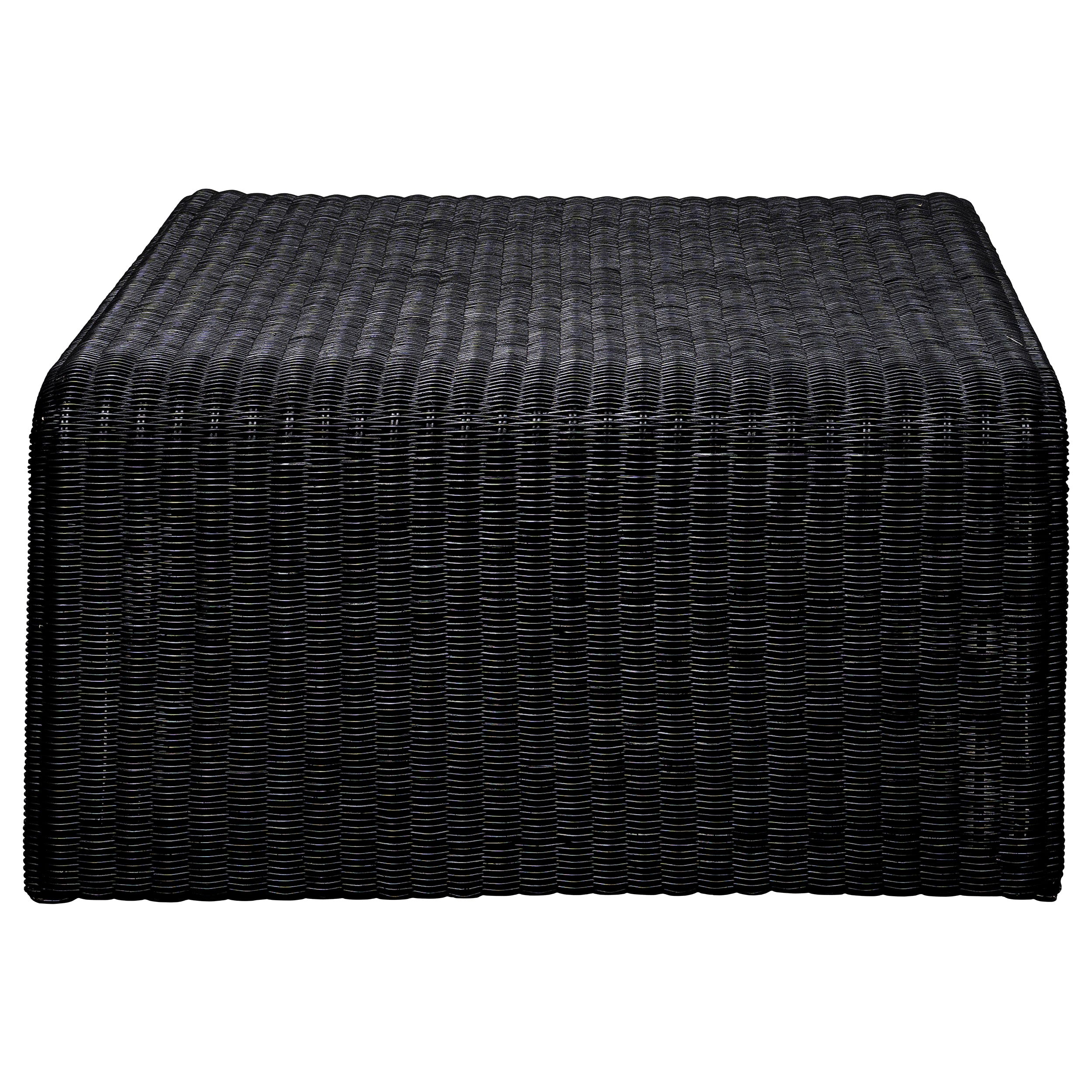 Cahya Woven Rattan Square Coffee Table Black-