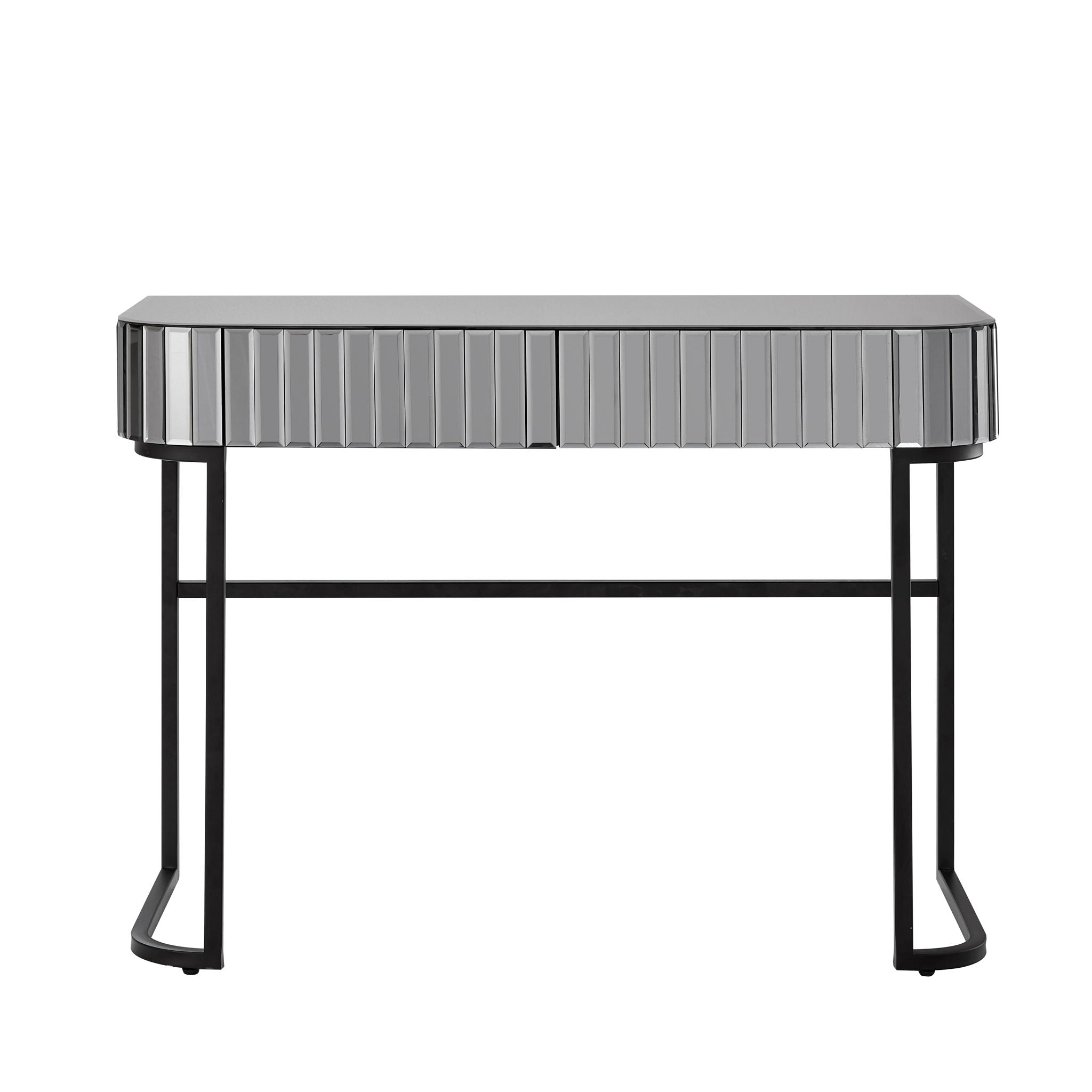 Mirrored Makeup Vanity Table With Stainless Steel Base And 2 Drawers