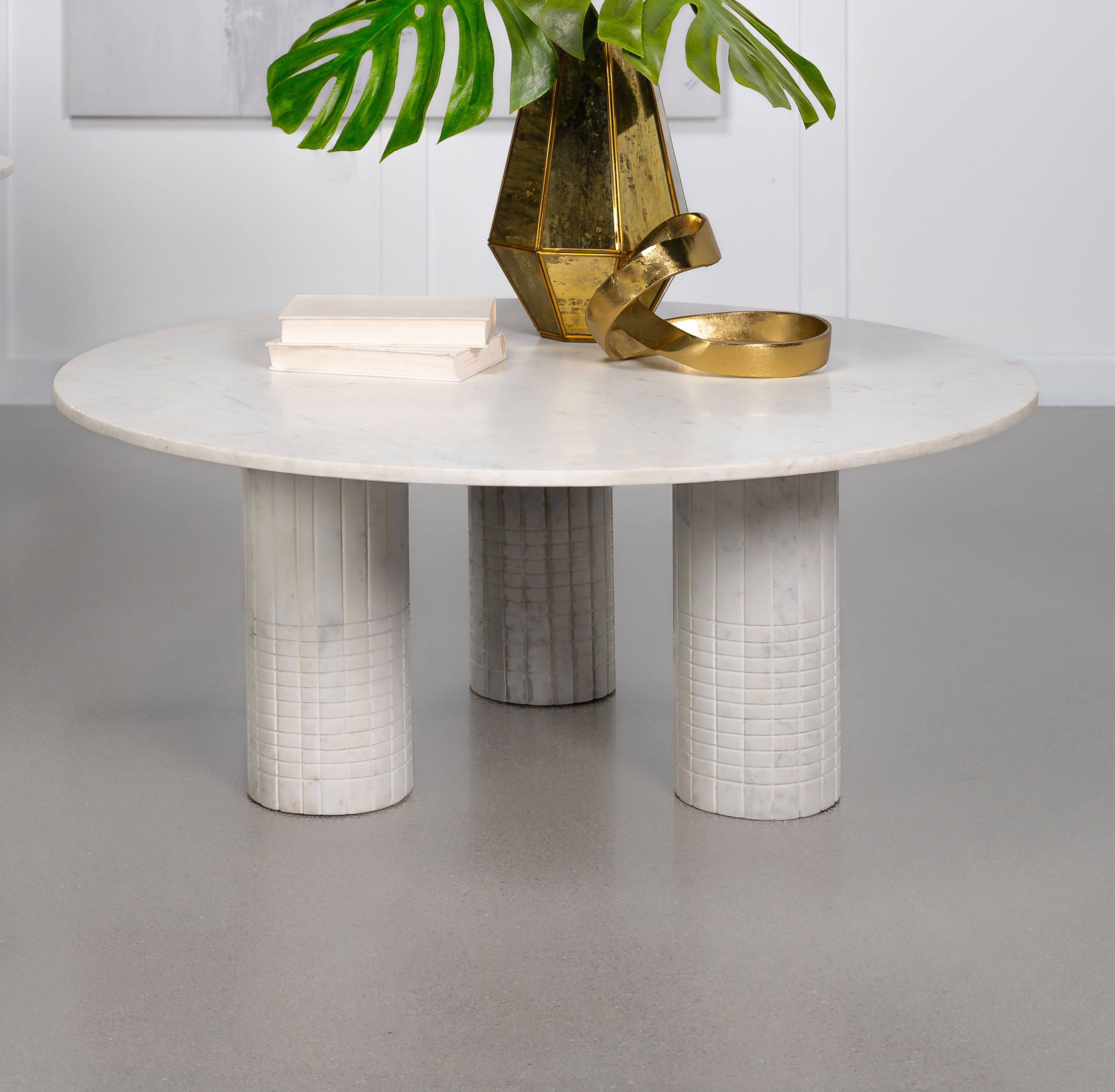 Astoria Round Genuine Marble Coffee Table White-