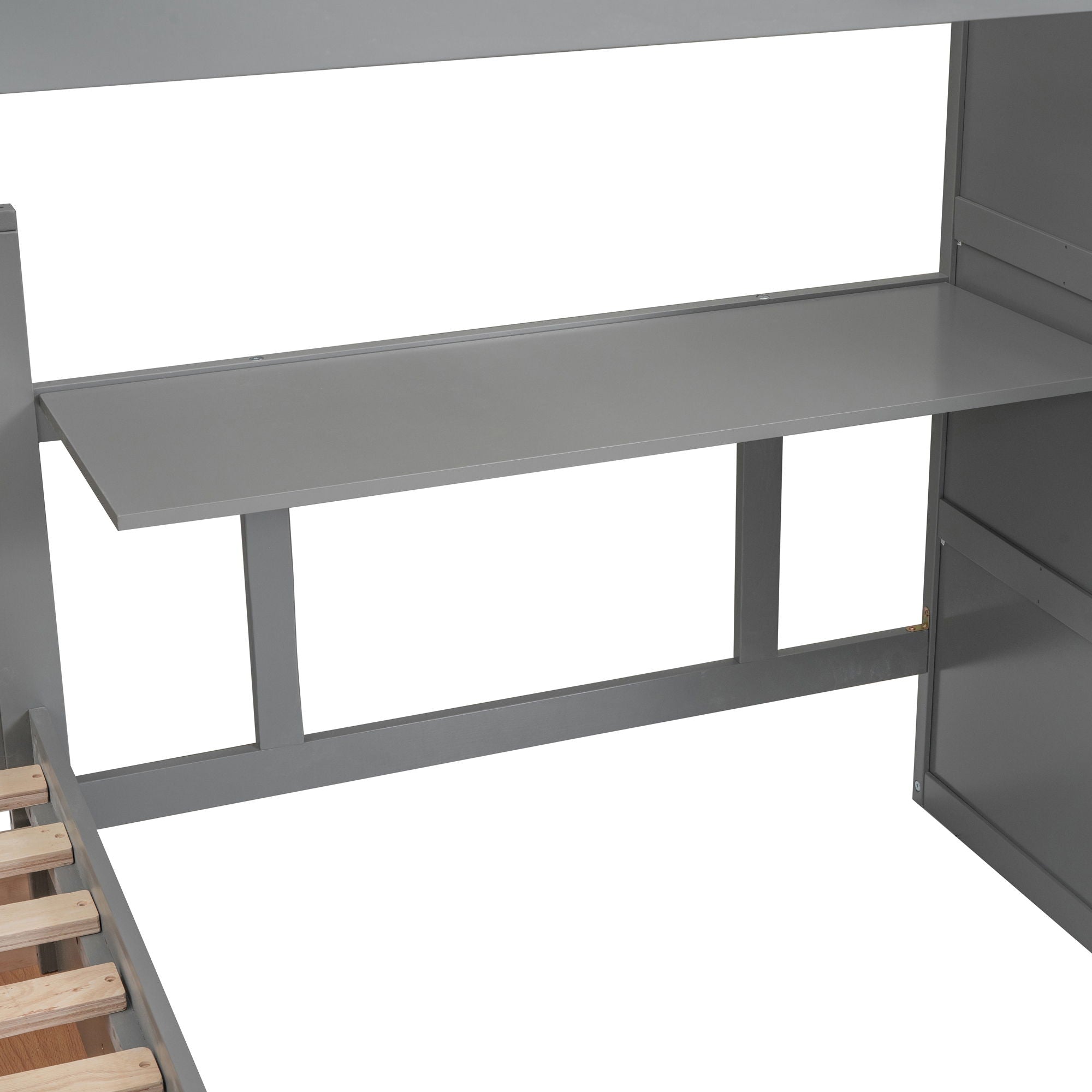 L Shaped Bunk Bed With 3 Drawers, Portable Desk And Wardrobe