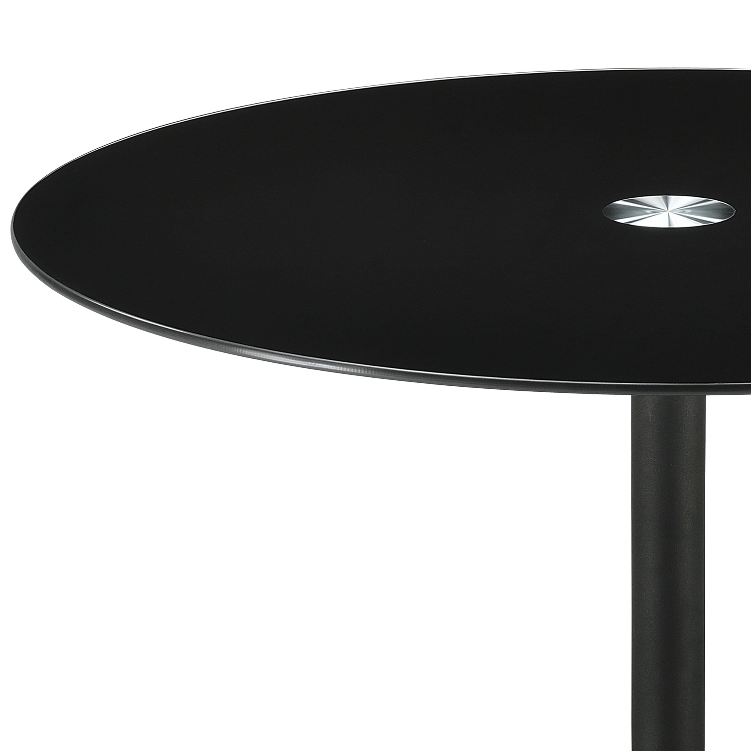 Ganso Round Metal End Table With Tempered Glass Top Black-