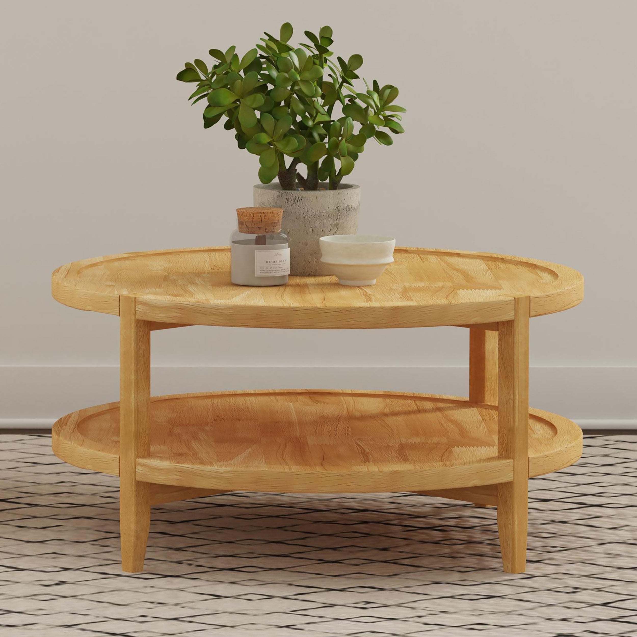 Camillo Round Solid Wood Coffee Table Maple Brown-
