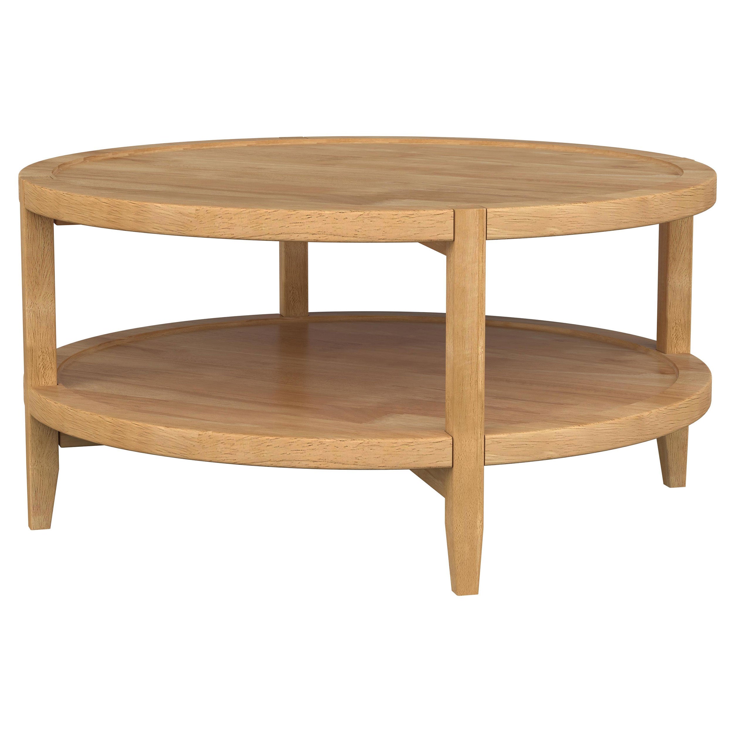 Camillo Round Solid Wood Coffee Table Maple Brown-