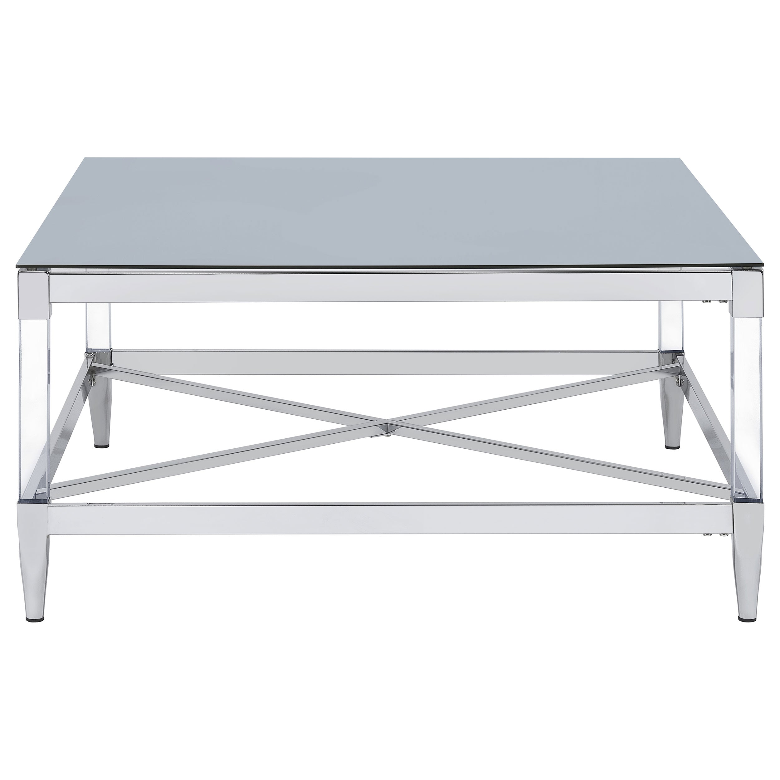Lindley Square Tempered Mirror Acrylic Coffee Table Chrome-