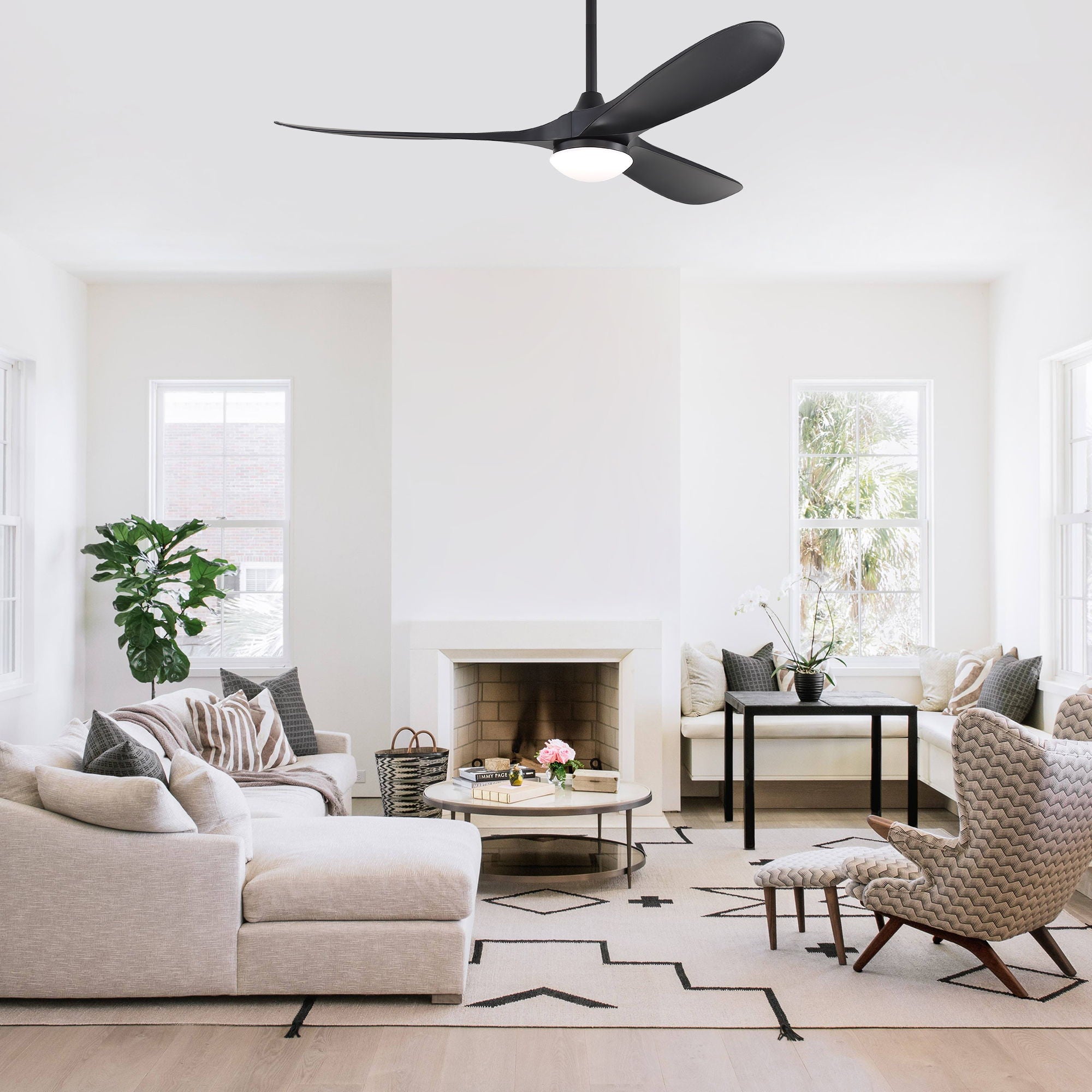 Smart Ceiling Fan With Lights, 3 Blades, Reversible Quiet DC Motor For Indoor