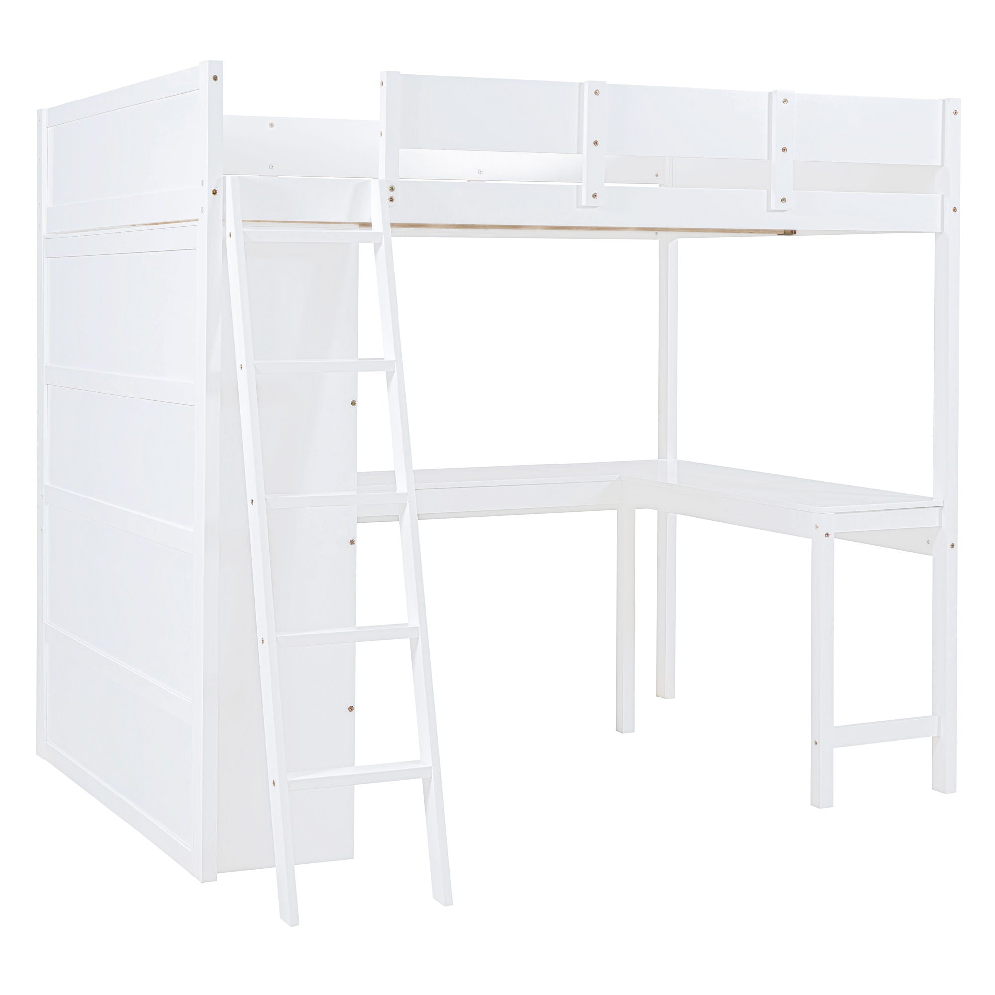 Modern Loft Bed With Desk And Shelves