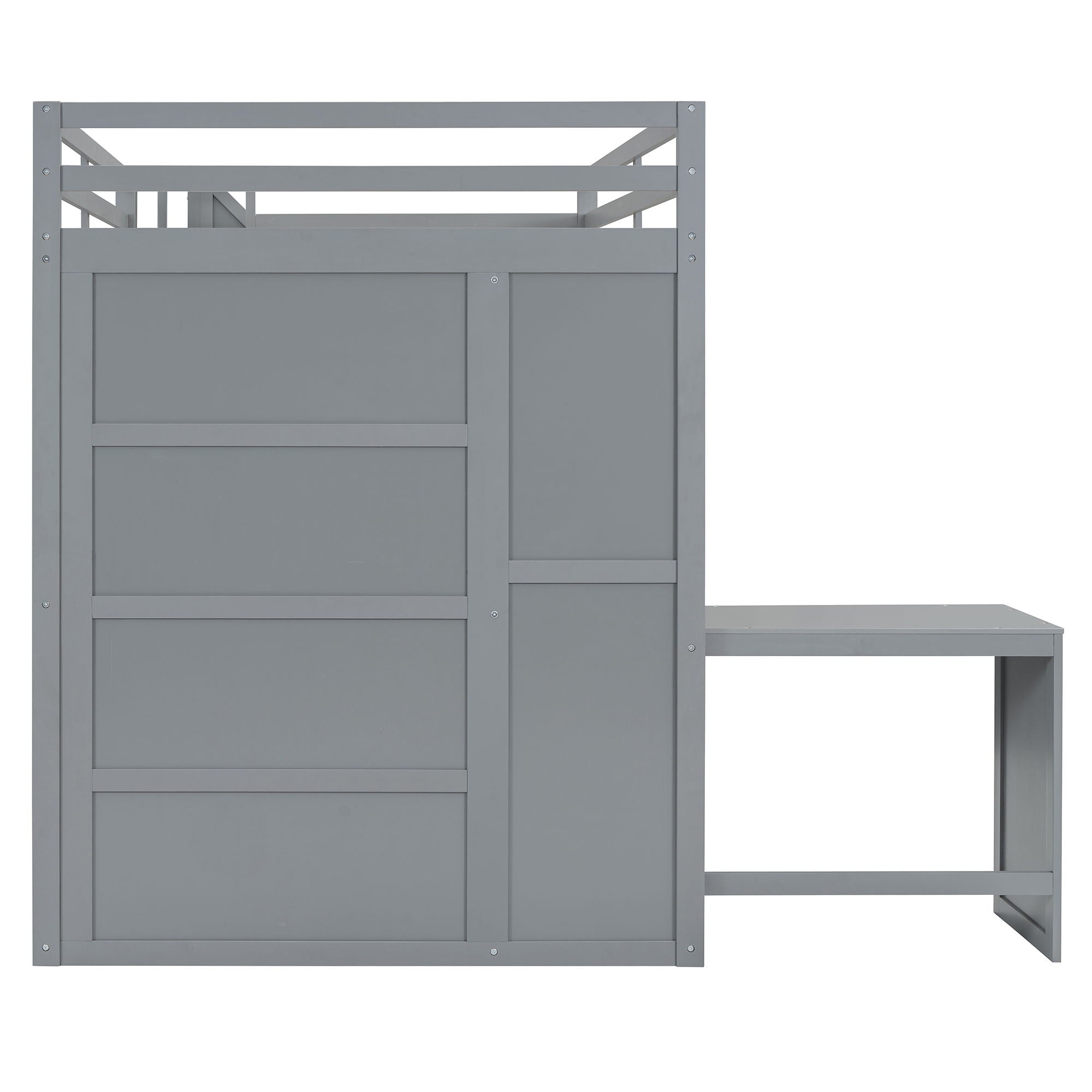 Loft Bed With Wardrobe, Desk And Shelves