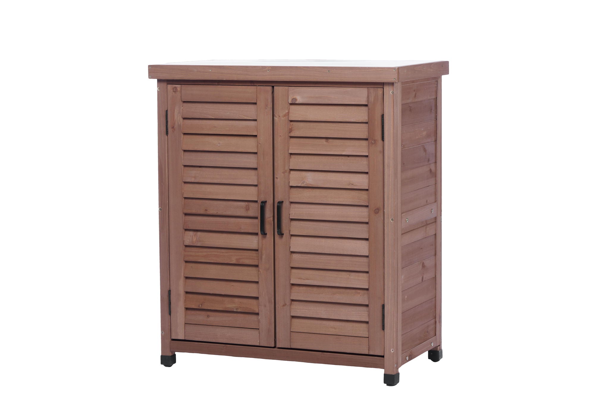 Potting Bench With Storage Cabinet And Metal Table Top For Outdoor