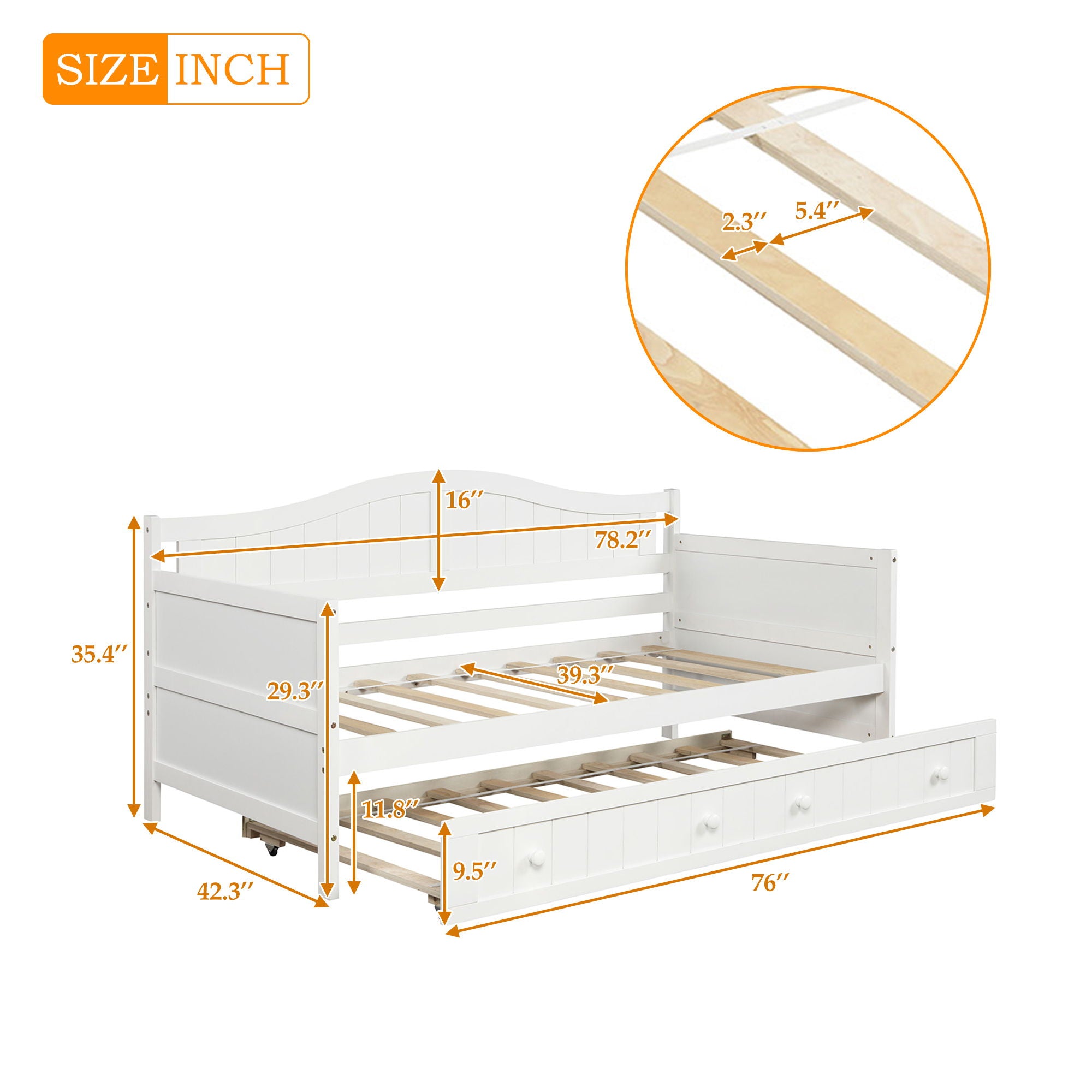 Wooden Daybed, Sofa Bed, No Box Spring Needed