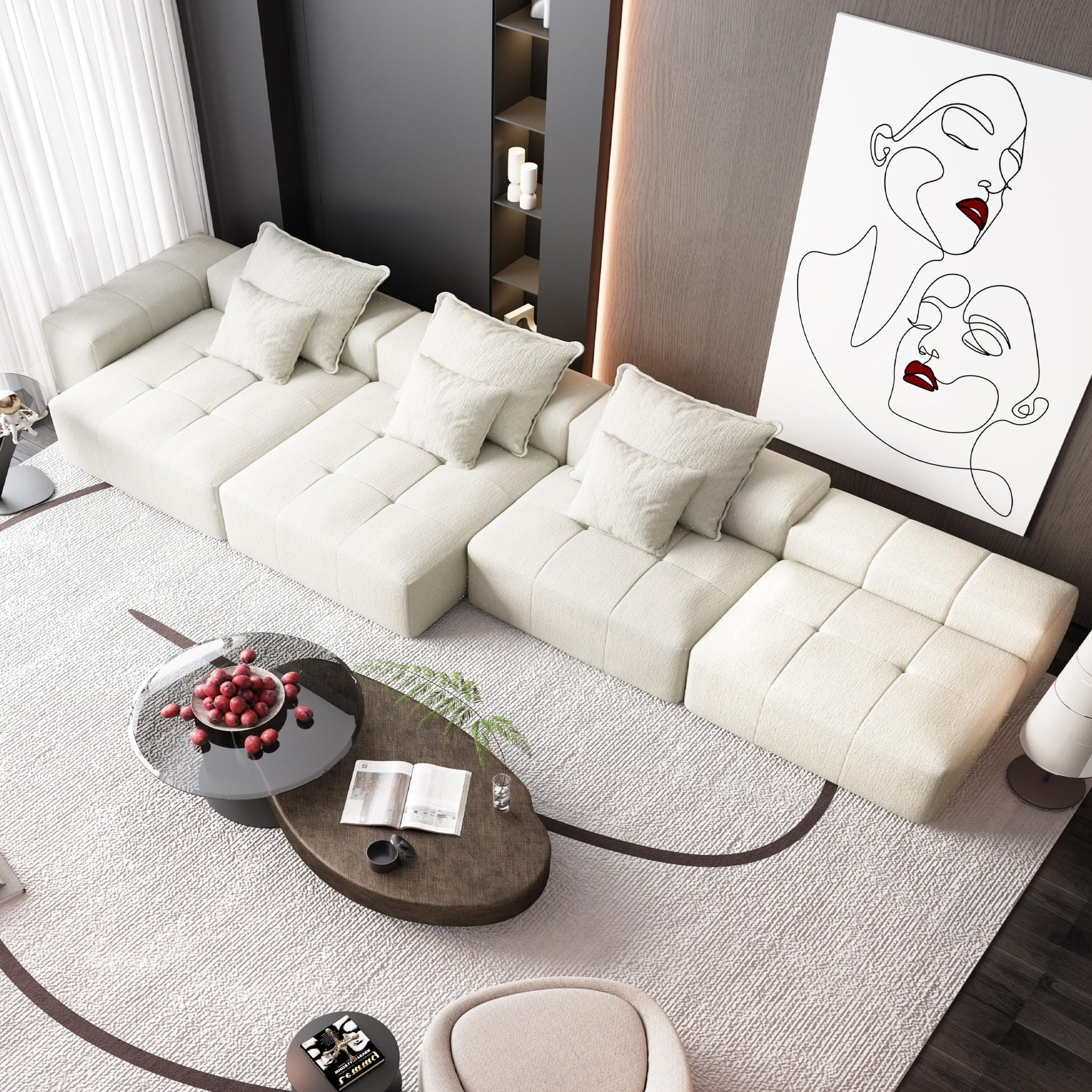 Modern Oversized Diy Combination Modular Sectional Sofa With Pillows