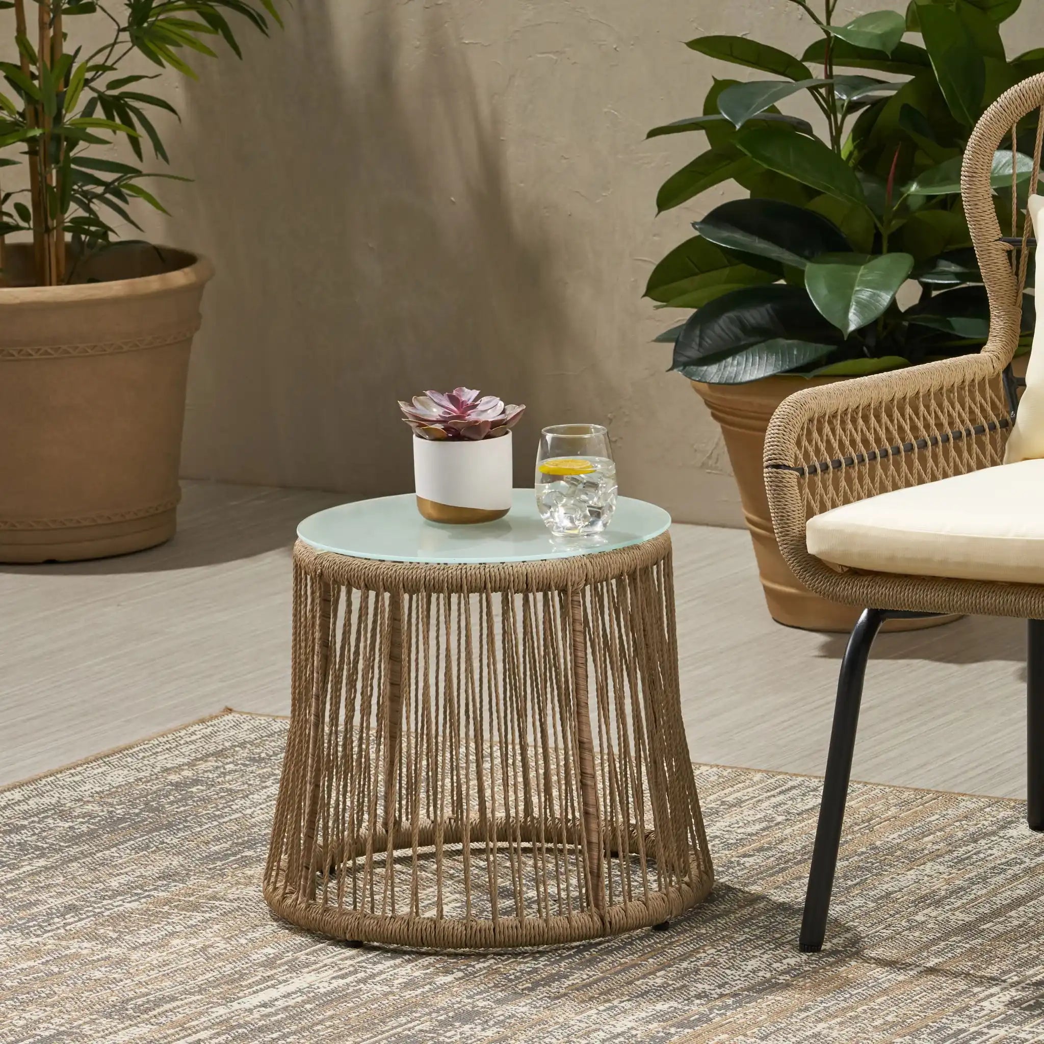 Boho Southport - Side Table With Glass Top