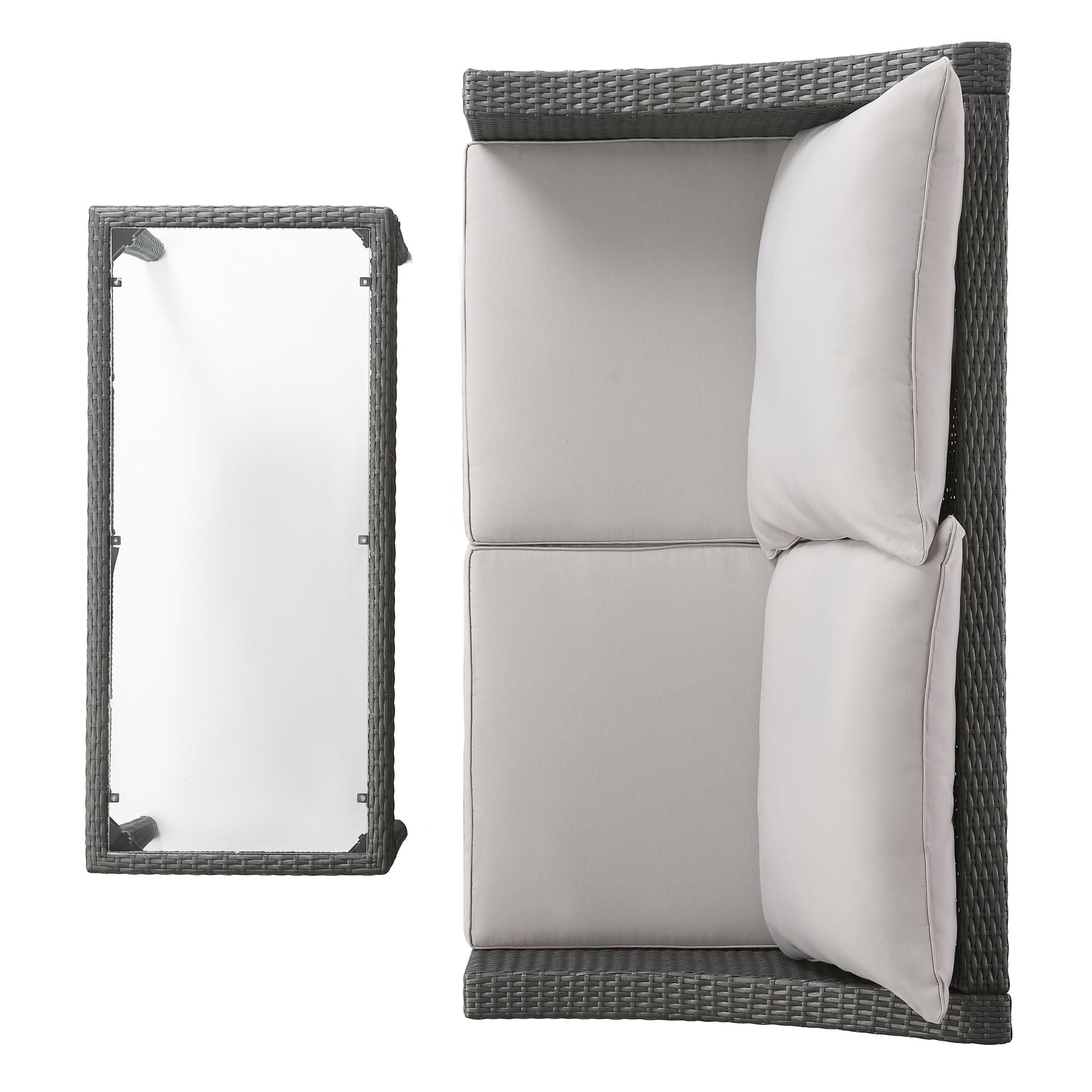 Contemporary Antibes Loveseat & Table Set Outdoor - Gray