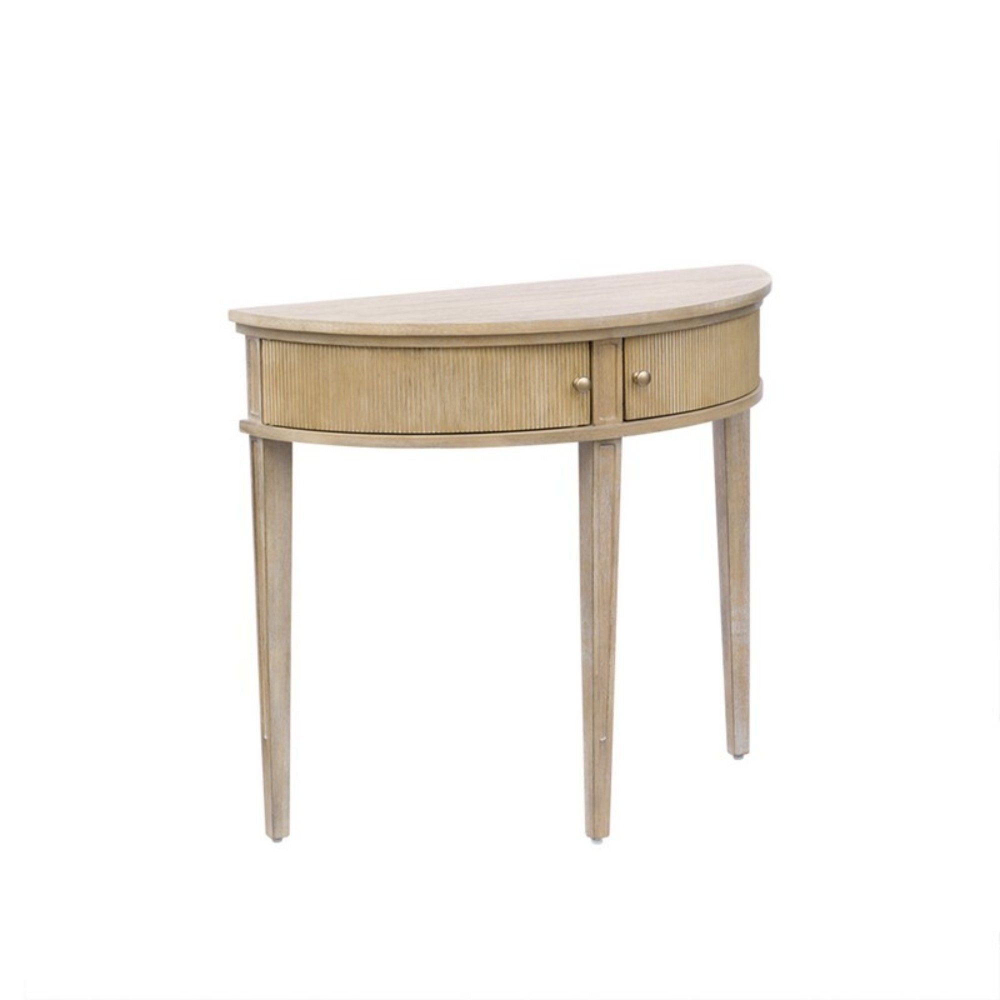 Vintage Inspired Storage Console Table With Fluted Doors - Reclaimed Wheat