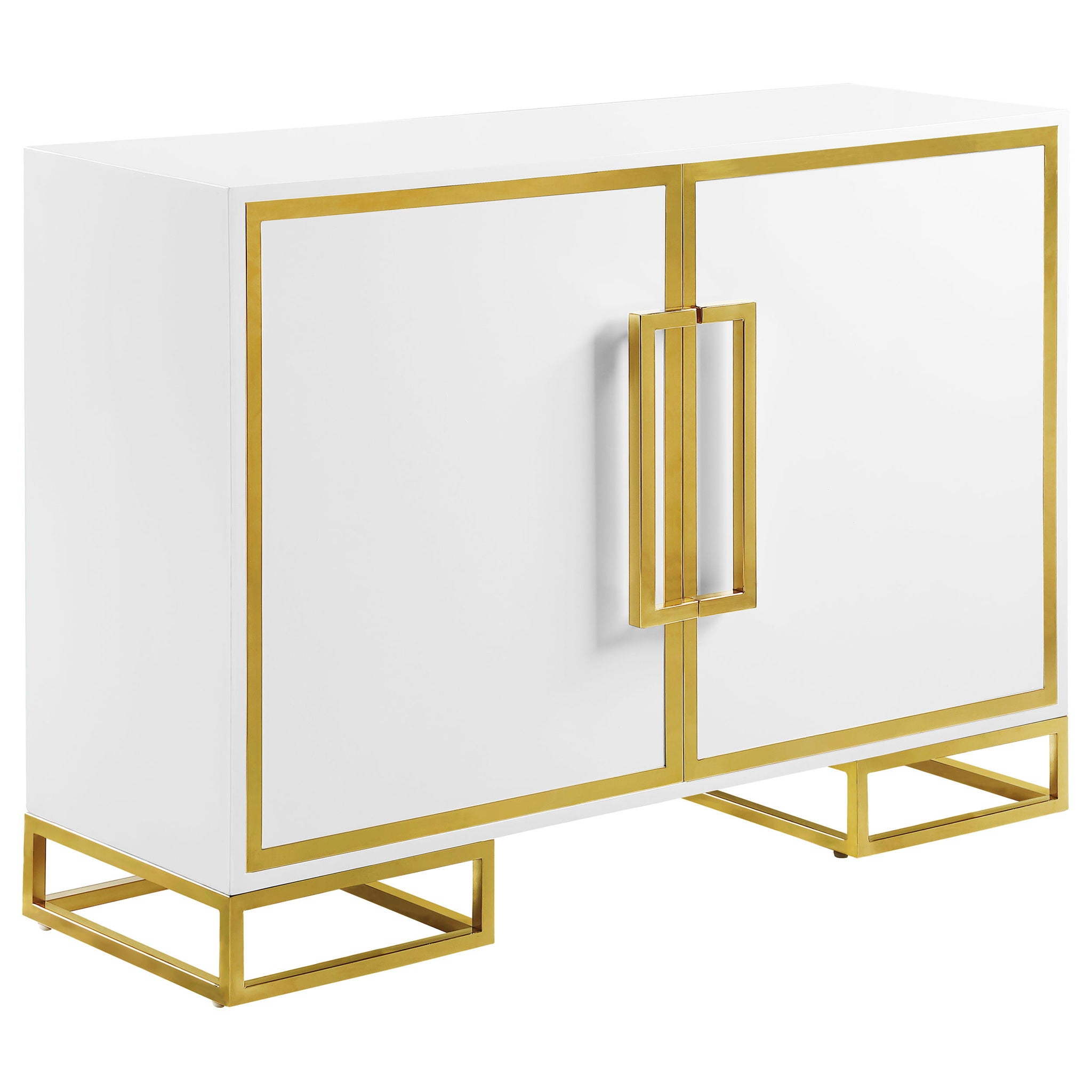 Synchrony - 2 Door Accent Cabinet With Art Deco Trim - White