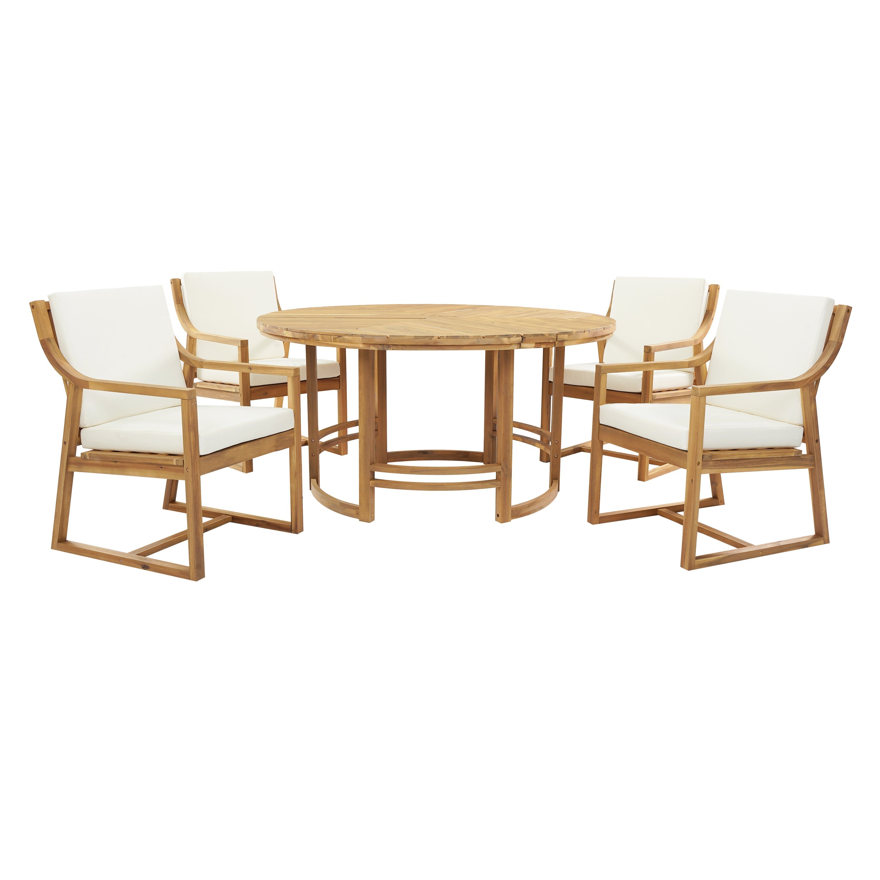 Outdoor Dining Set 5-Piece Patio Table And Chairs Set with Umbrella Hole