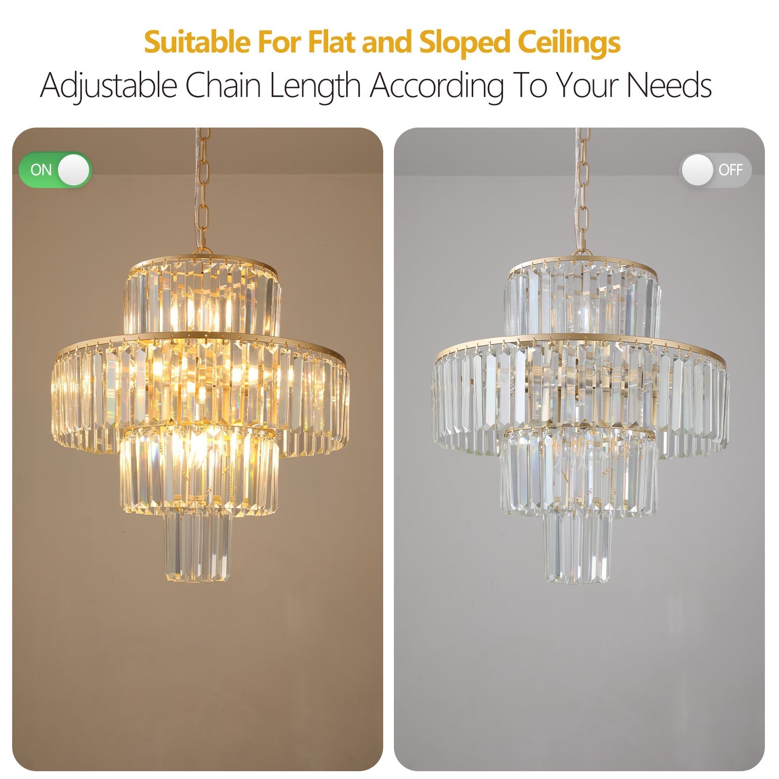 20' Modern Crystal Chandelier with Gold Finish, 4-Tier Design for Dining Room or Living Room, Elegant Crystal Pendant Light Fixture (Bulb Not Included)