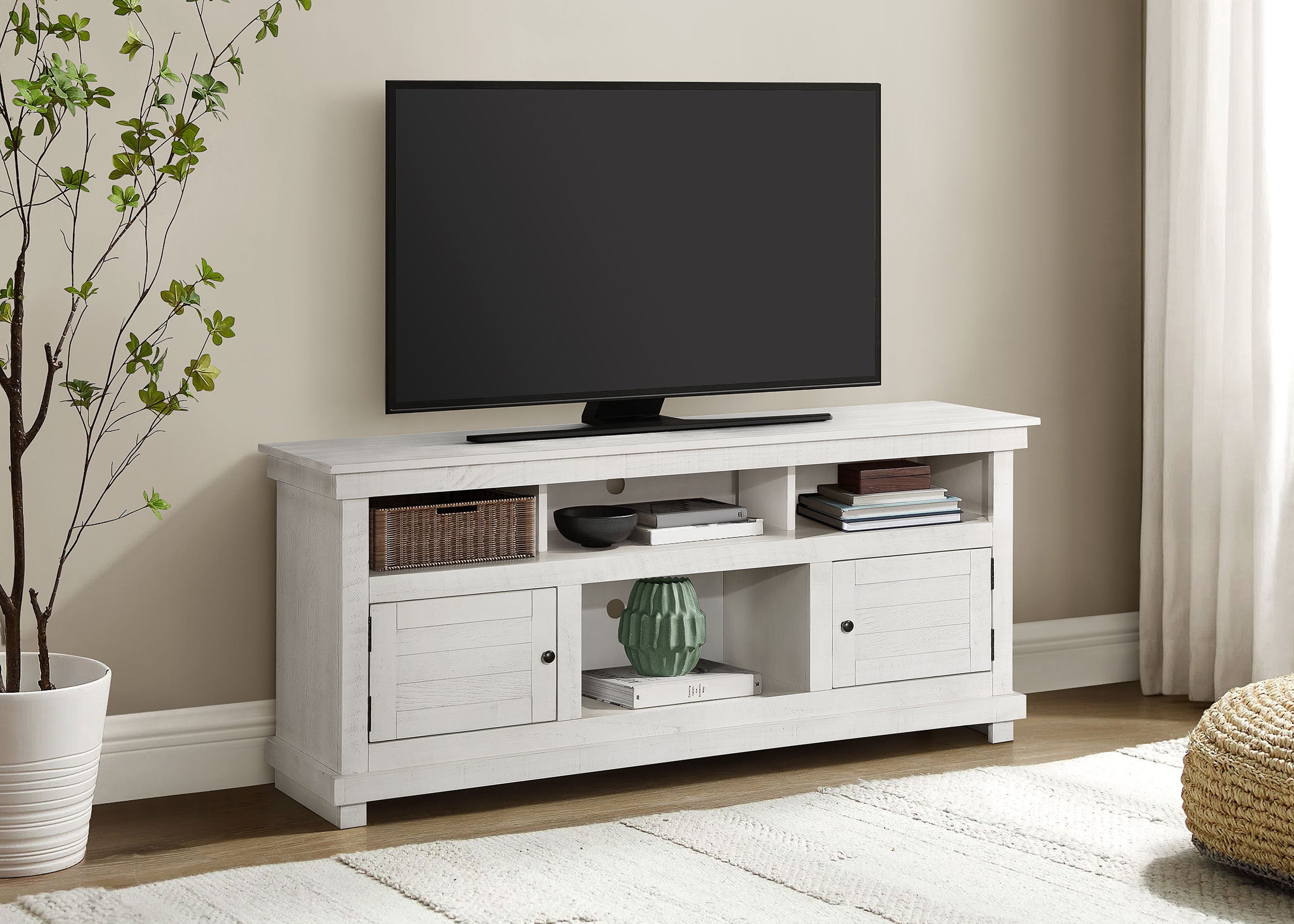 Payne 60-inch TV Stand Media Console Distressed White-