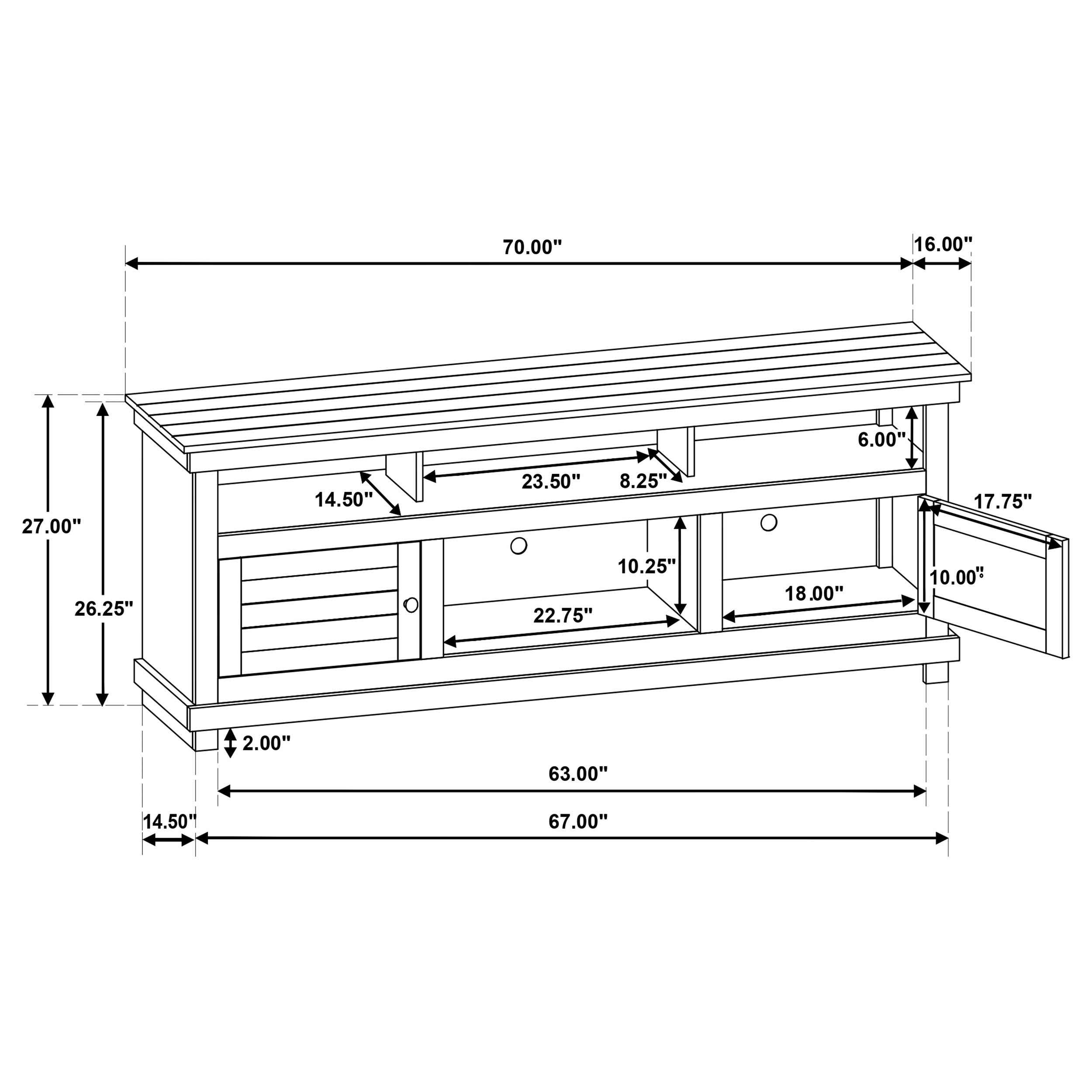 Payne 70-inch TV Stand Media Console Distressed White-