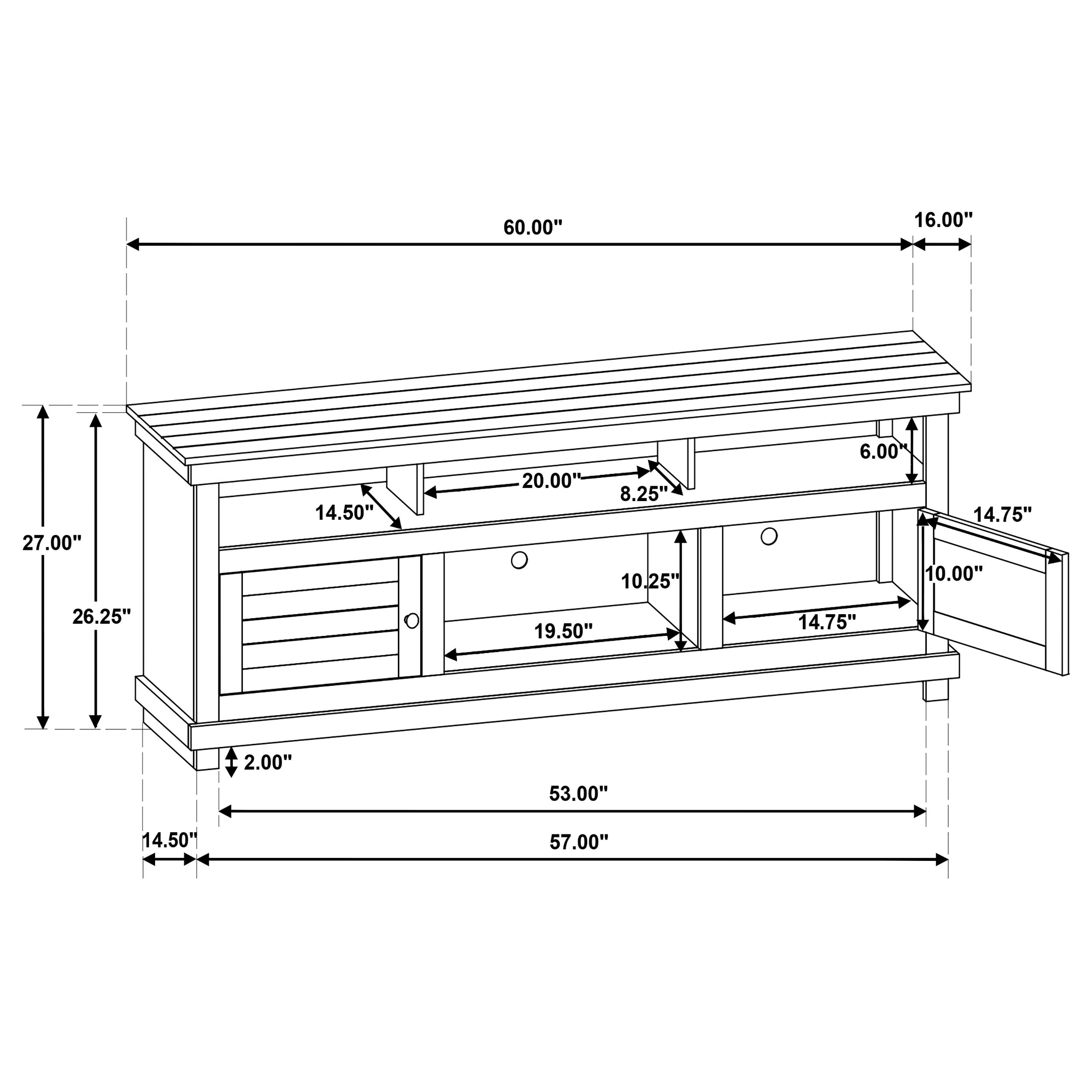 Payne 60-inch TV Stand Media Console Distressed Java-