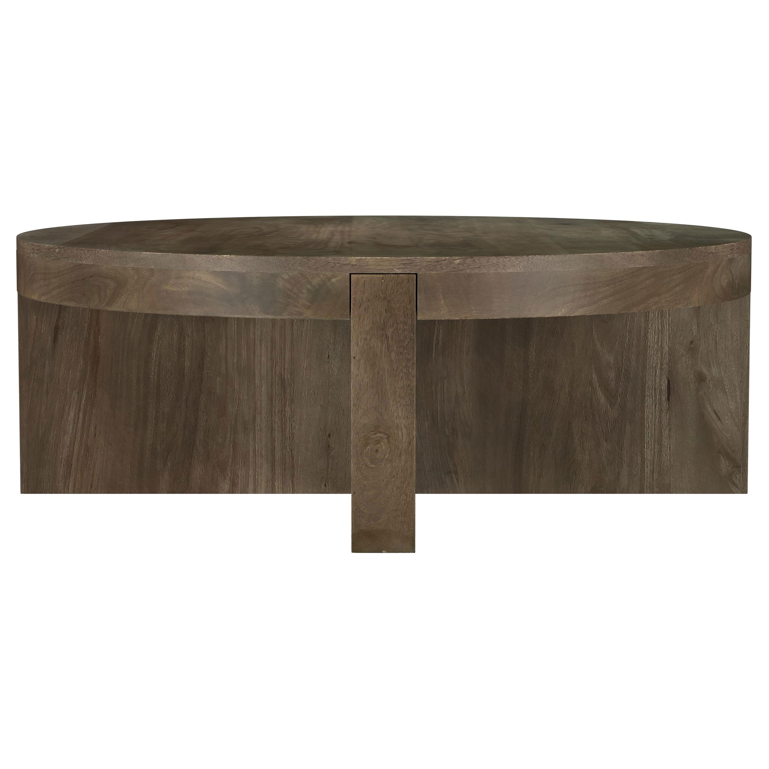 Kinkaid Round Solid Mango Wood Coffee Table Brown-